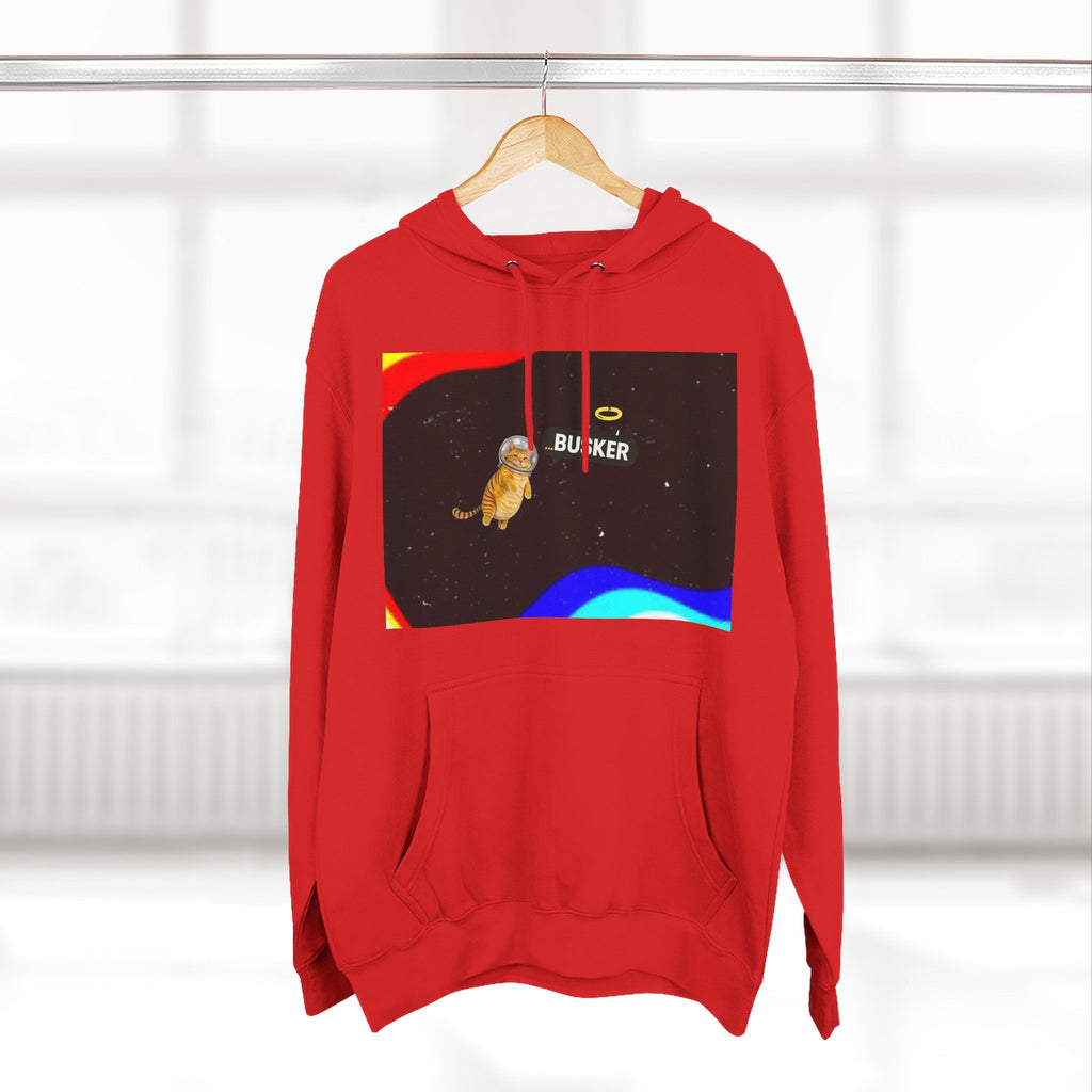 Colorful Space Cat Fleece Hoodie, Cozy, Unique, Gift for Cat Lovers, Birthday, Casual Wear, Fun Design