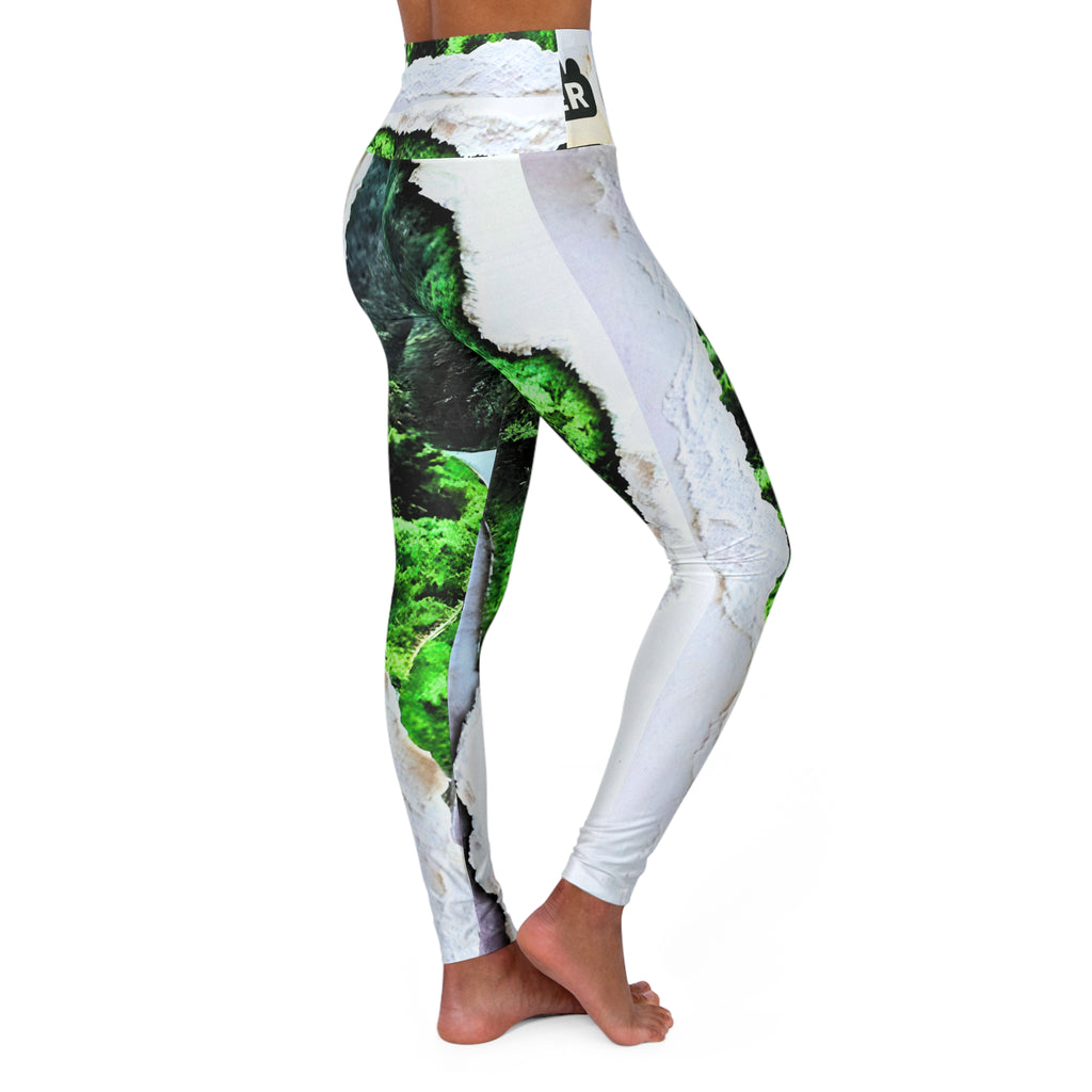 Eco-Friendly High Waisted Yoga Leggings with Unique Green Design