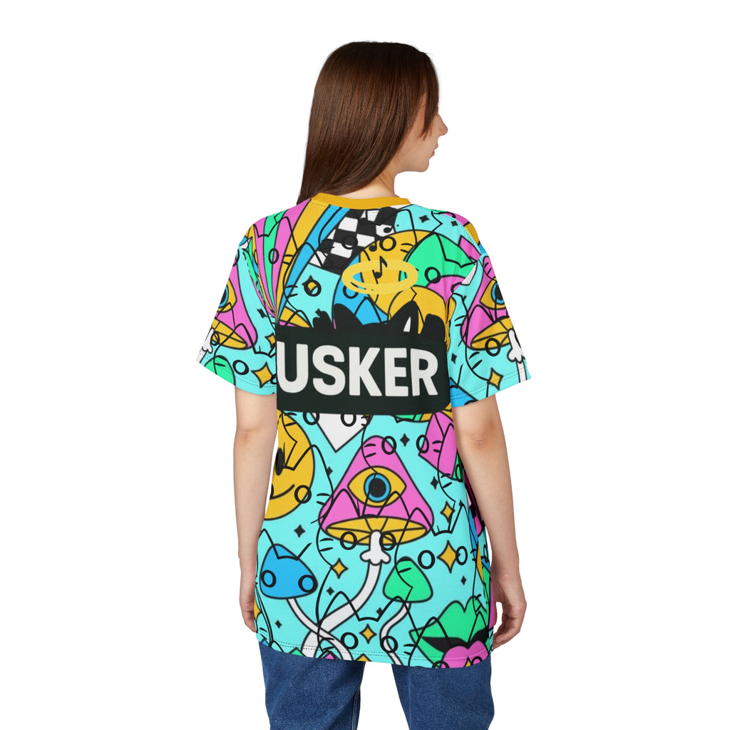 Vibrant Unisex Graphic Tee, Fun Summer Shirt for Festivals, Streetwear Style, Unique Artist Shirt, Casual Gift for Music Lovers