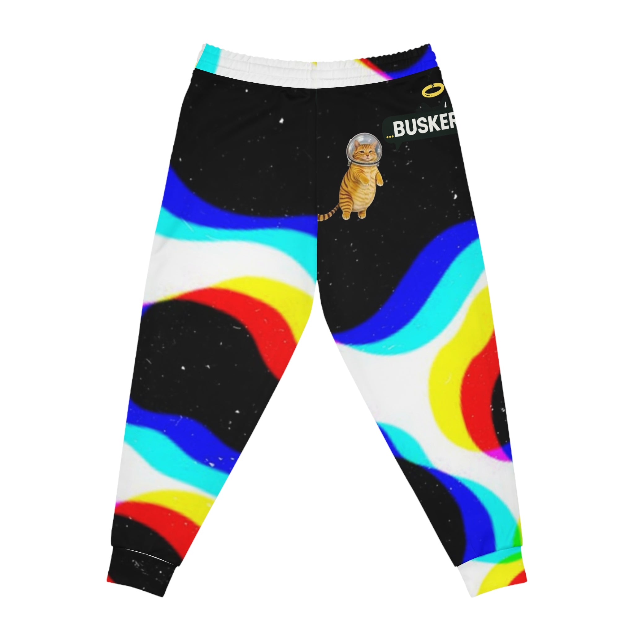 Colorful Cat Print Athletic Joggers, Trendy Loungewear, Comfortable Workout Pants, Fun Gift for Cat Lovers, Unique Activewear