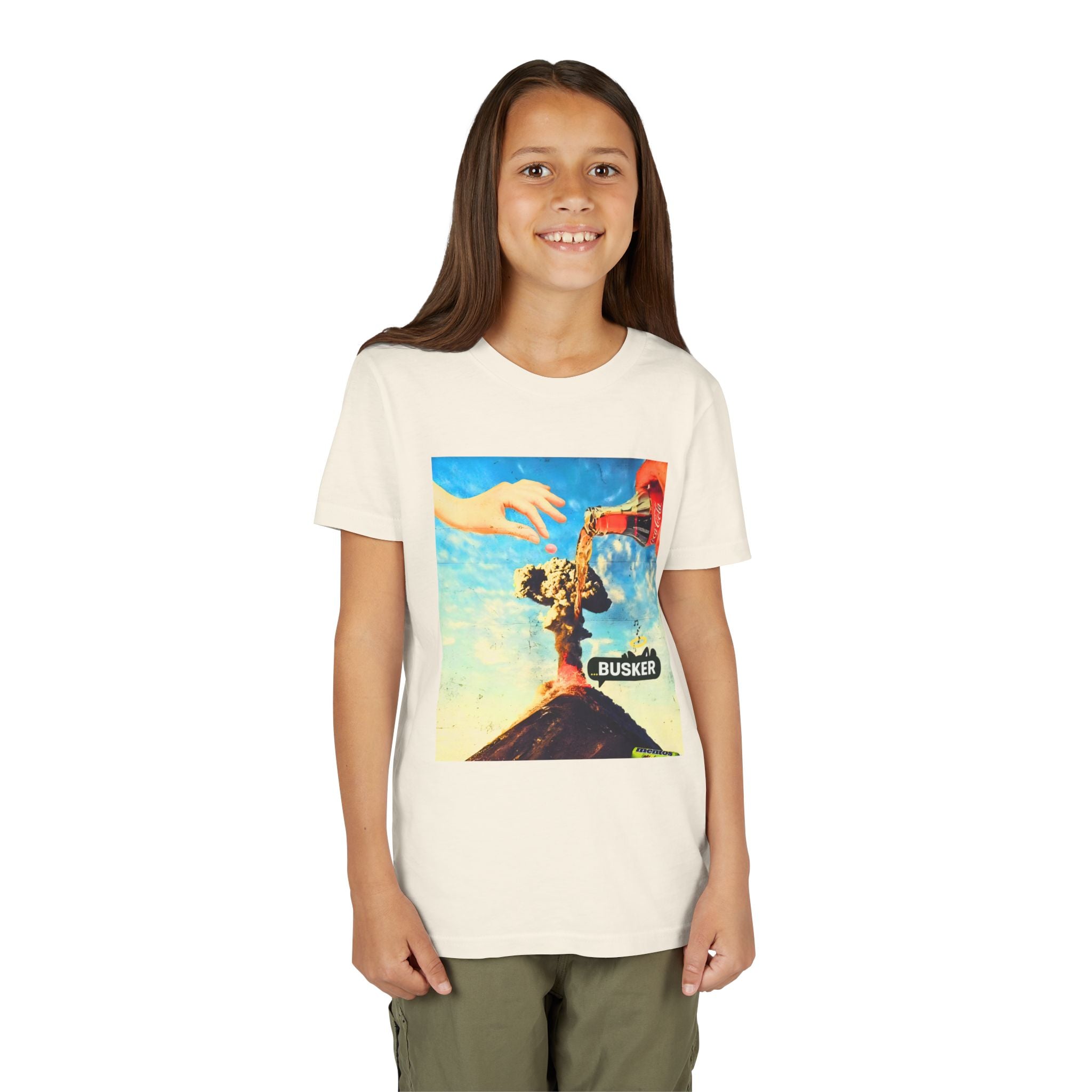 Busker Youth Short Sleeve Tee, Fun Summer Tee, Music Lover Gift, Kids Graphic T-Shirt, Festival Outfit, Creative Gift Idea