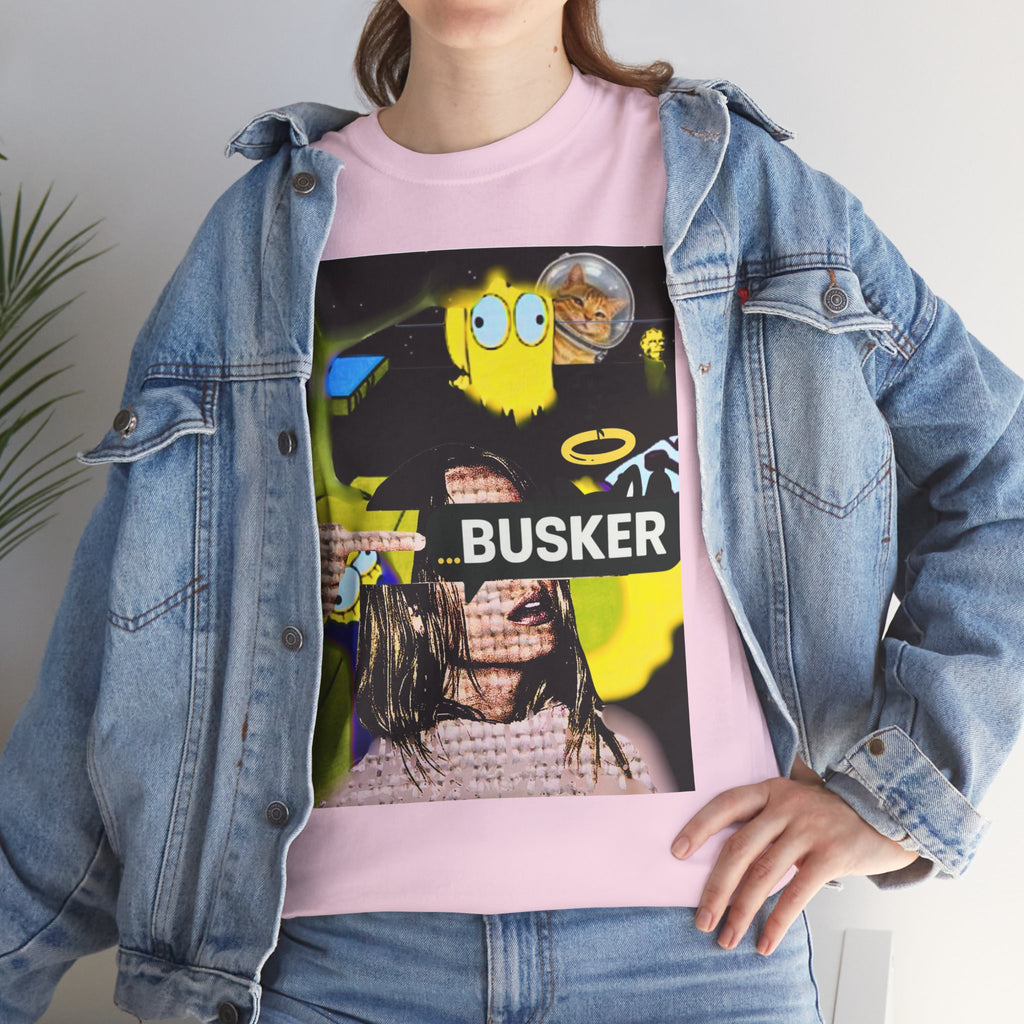 Artistic Unisex Heavy Cotton Tee - 'BUSKER' Graphic Design
