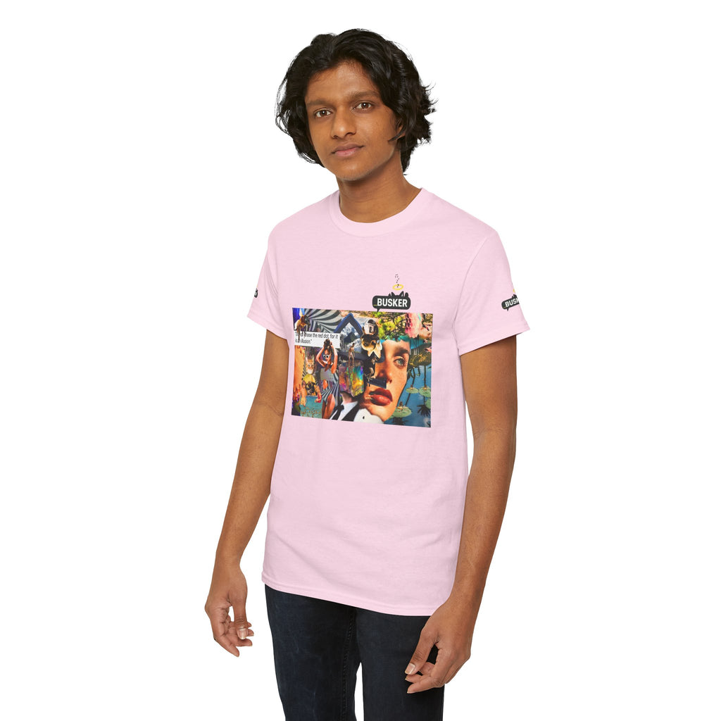 Artistic Unisex Heavy Cotton Tee - Vibrant Busker Design