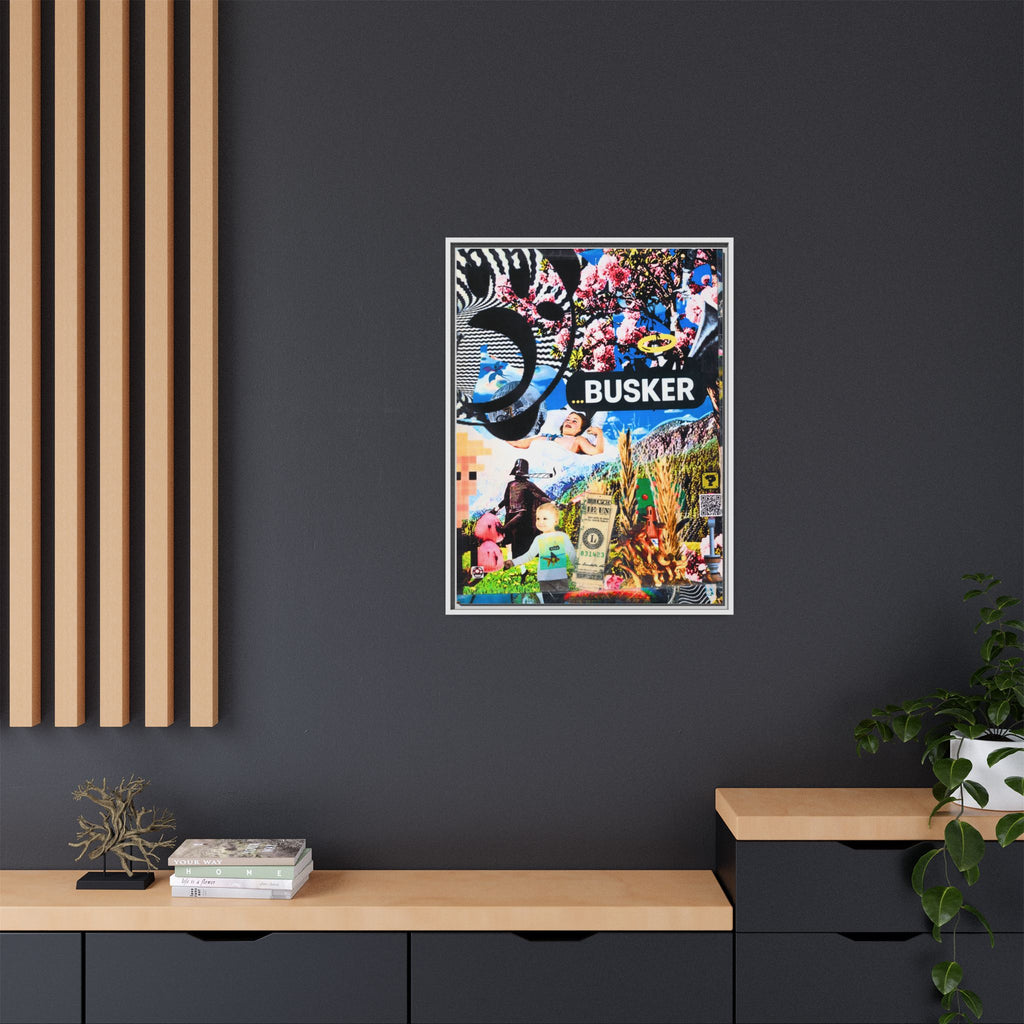 Busker Collage Matte Canvas Print — Framed Multi‑Color Wall Art