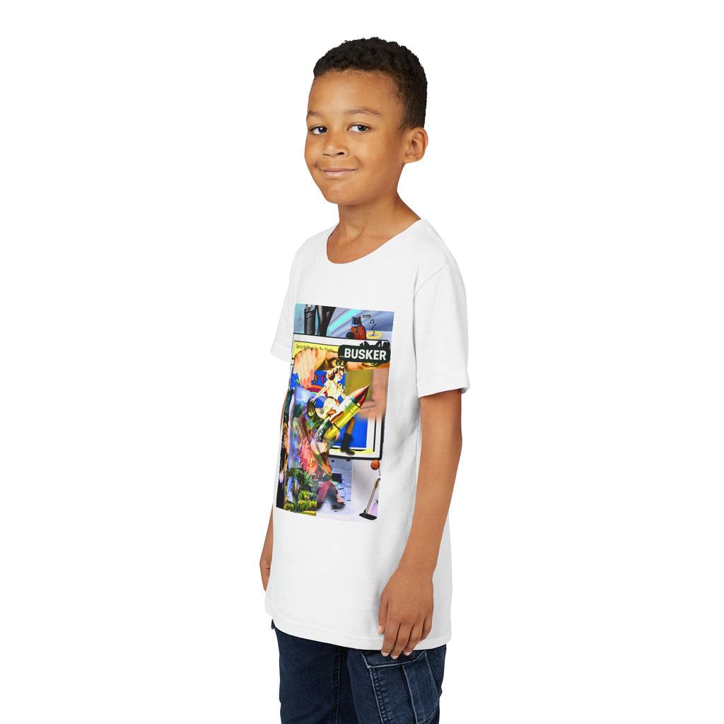 Colorful Youth Short Sleeve Tee - "Busker" Graphic Art Top