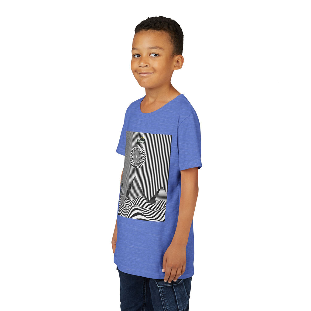 Stylish Youth Tee with Sunset Geometric Design, Summer Apparel, Kids Fashion, Gift for Birthdays, Fun Casual Wear, Graphic Tee