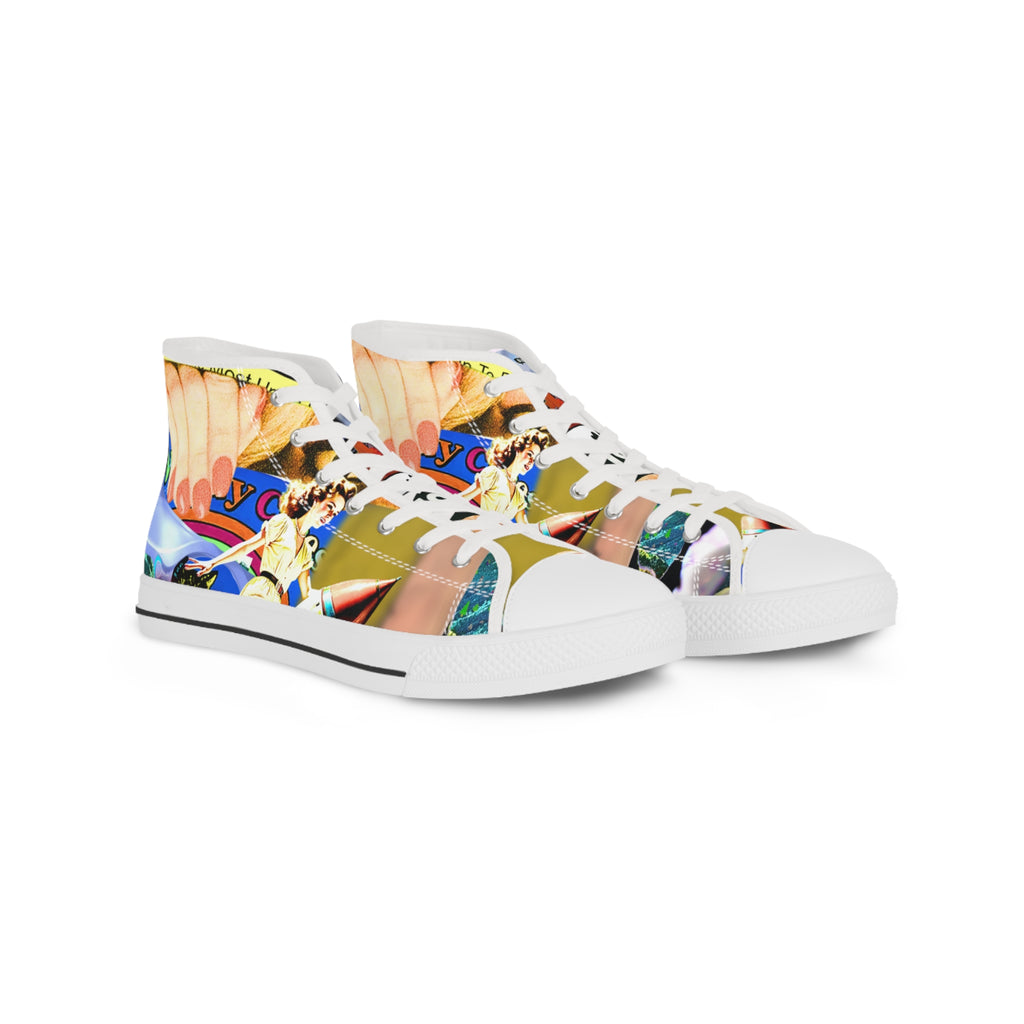 Colorful High Top Sneakers - Unique Artistic Design for Creative Souls