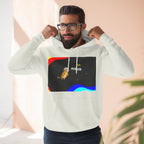 Colorful Space Cat Fleece Hoodie, Cozy, Unique, Gift for Cat Lovers, Birthday, Casual Wear, Fun Design