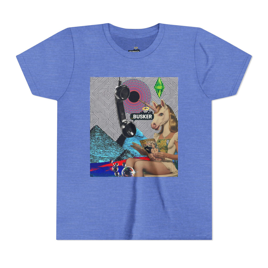 Youth Graphic Tee with Fun 'Busker' Design, Cool Summer Shirt, Gifts for Kids, Festival Attire, Trendy Youthwear