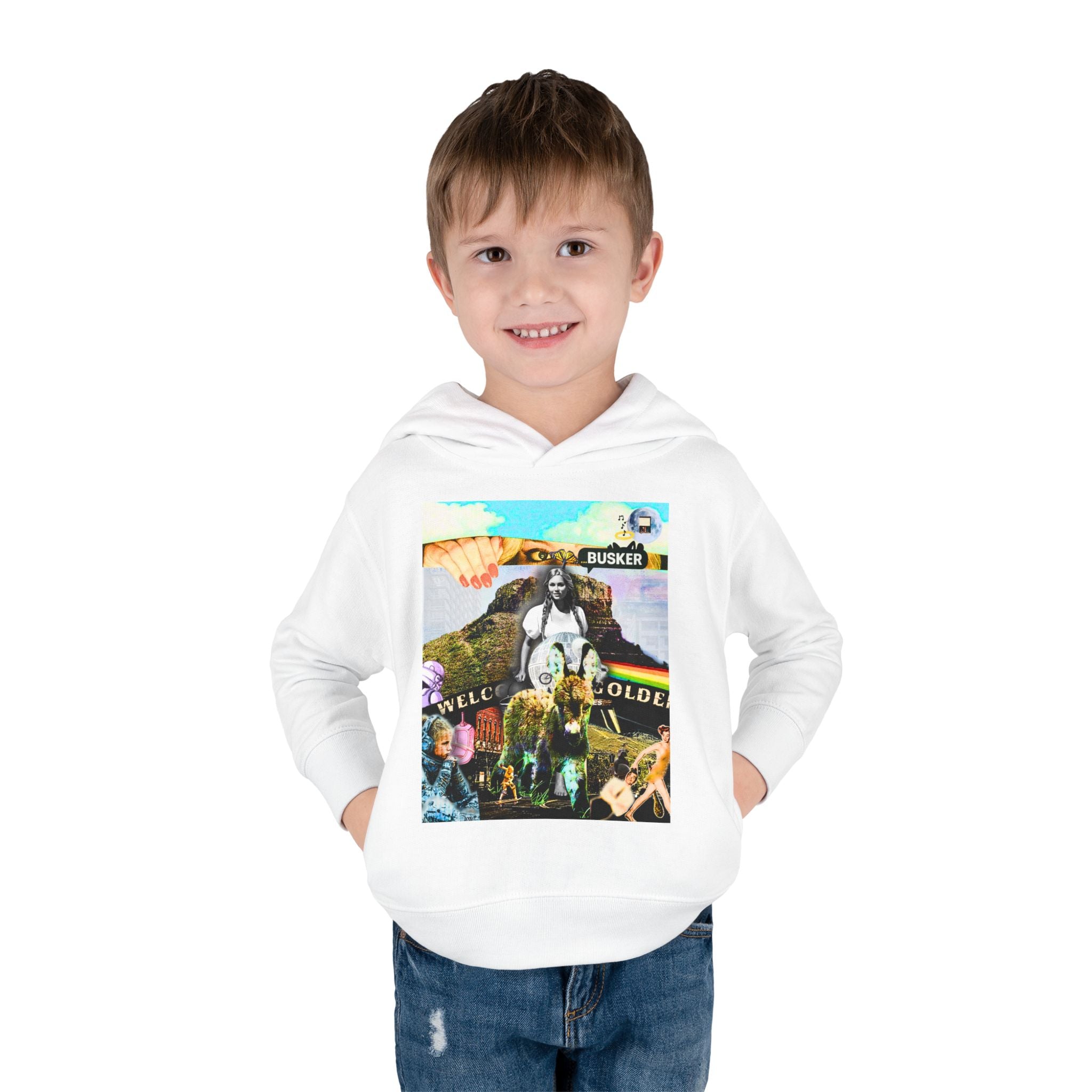 Colorful Toddler Pullover Fleece Hoodie - Fun Cartoon Design for Kids
