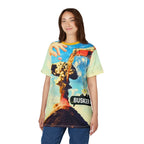 Unique Graphic Tee, Fun AOP T-Shirt, Youthful Streetwear, Urban Casual Wear, Perfect for Festivals, Summer Vibe Shirt