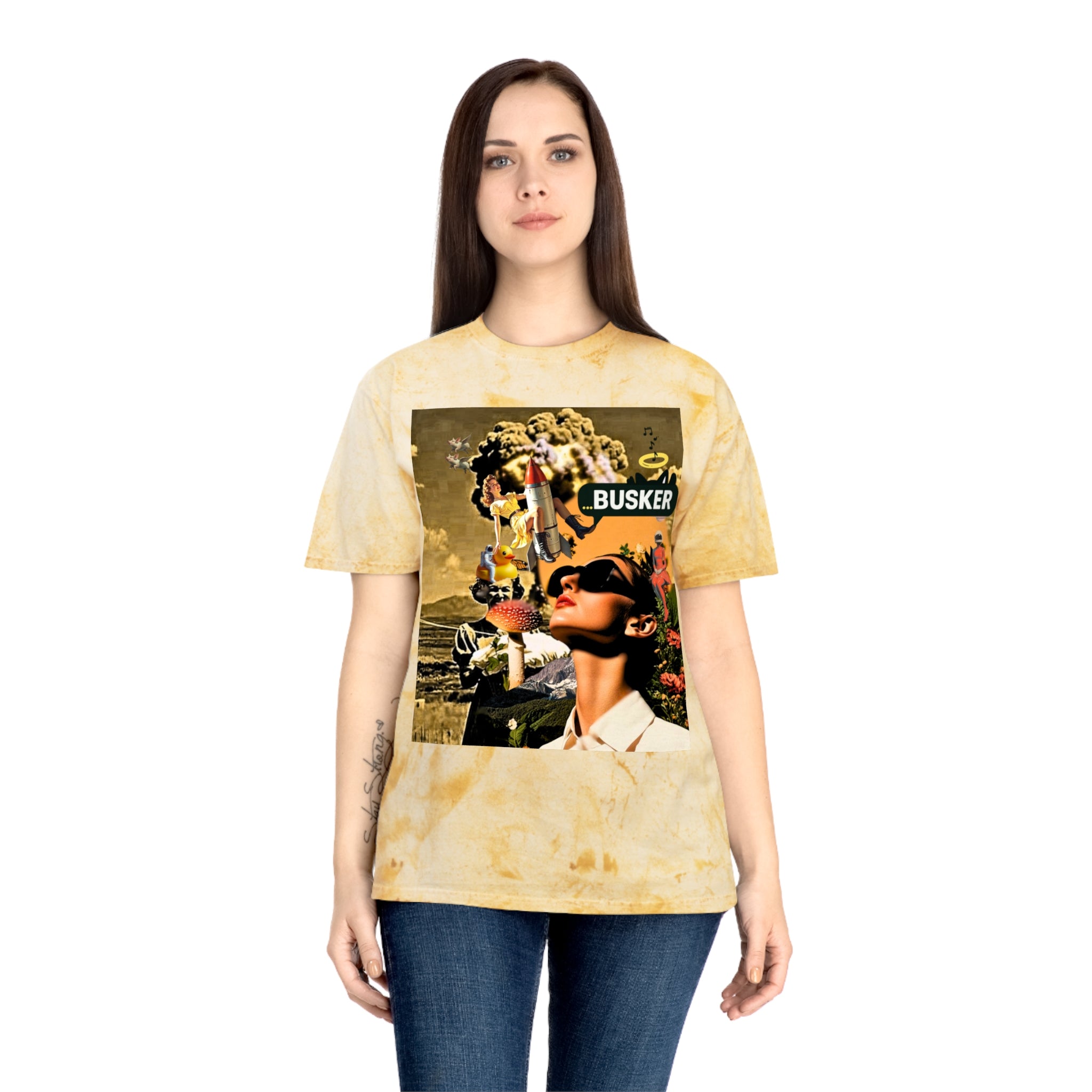 Vibrant Unisex Color Blast T-Shirt with 'BUSKER' Design