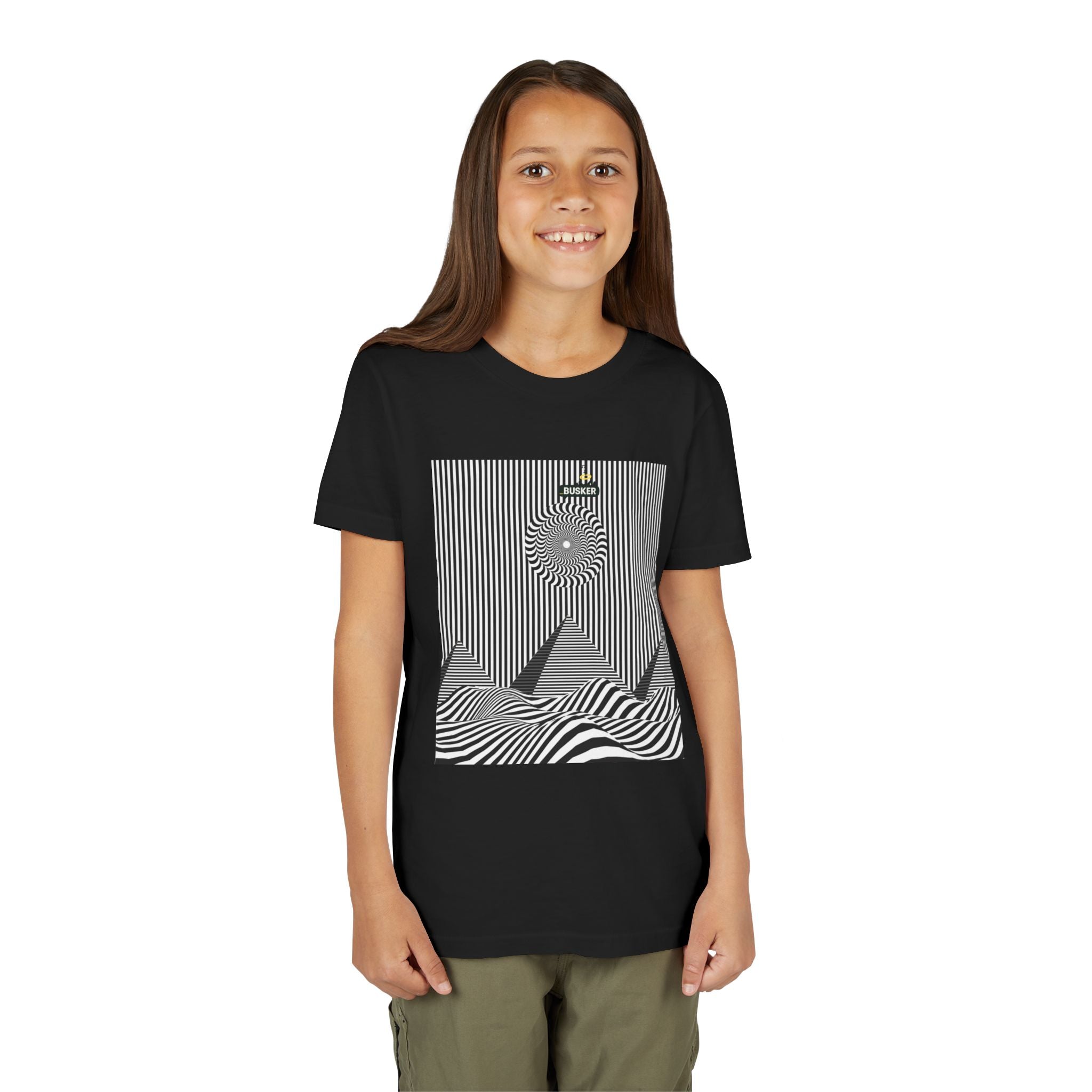 Stylish Youth Tee with Sunset Geometric Design, Summer Apparel, Kids Fashion, Gift for Birthdays, Fun Casual Wear, Graphic Tee