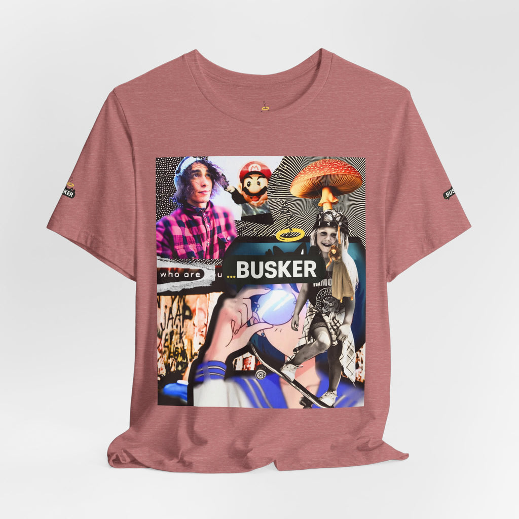 Busker Vibe Unisex Tee - Music & Art Collage Design