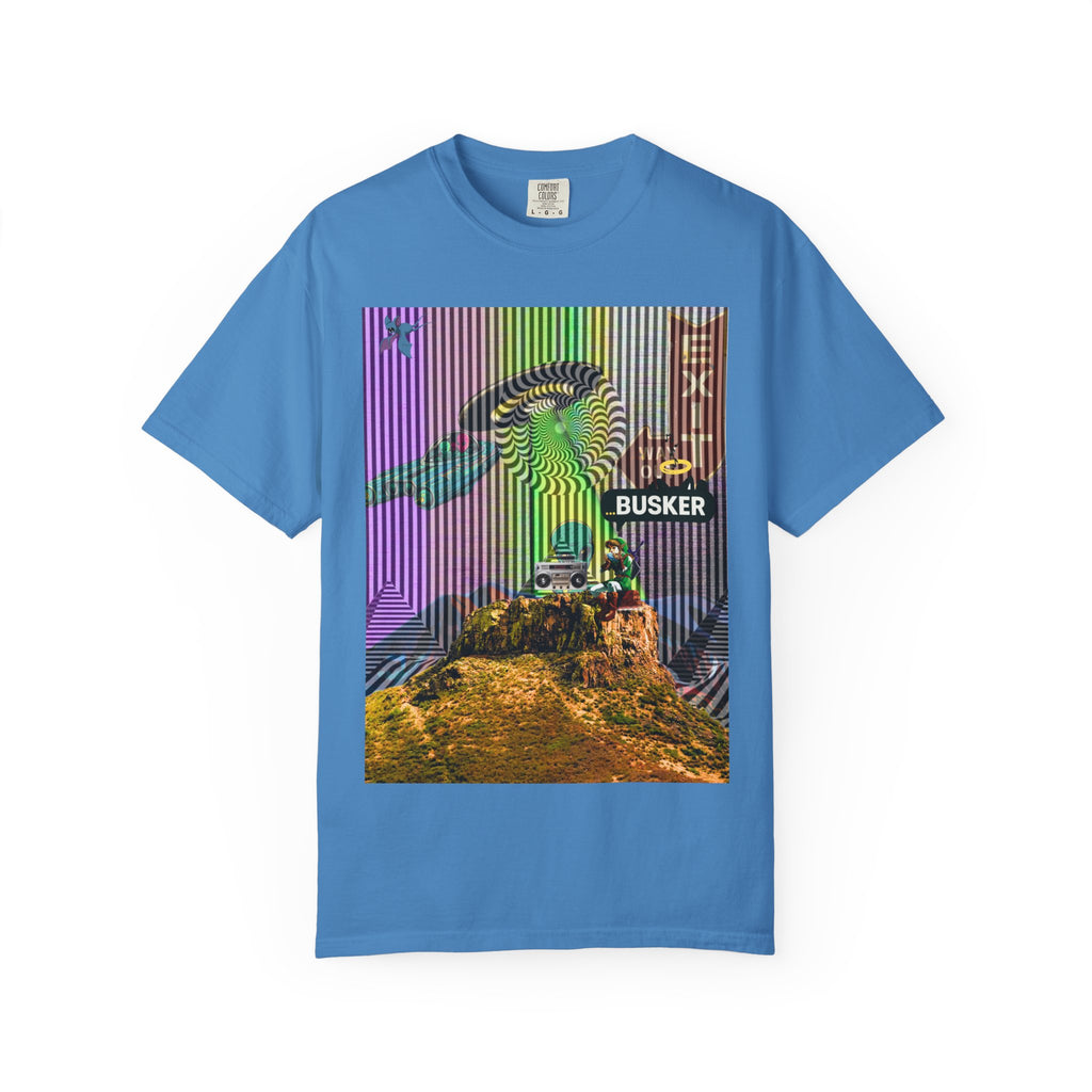 Psychedelic Busker T-Shirt, Unisex Graphic Tee, Music Lover Gift, Festival Wear, Casual Streetwear, Colorful Arttee