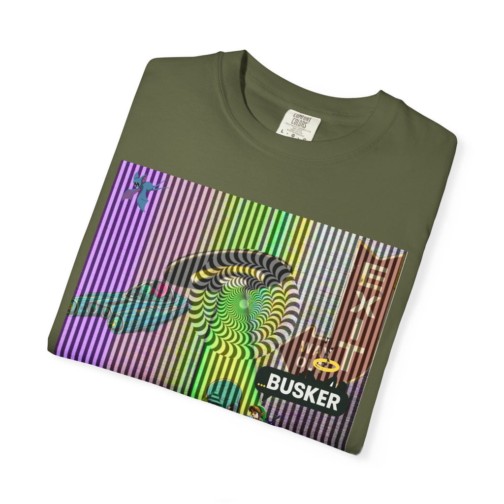 Psychedelic Busker T-Shirt, Unisex Graphic Tee, Music Lover Gift, Festival Wear, Casual Streetwear, Colorful Arttee