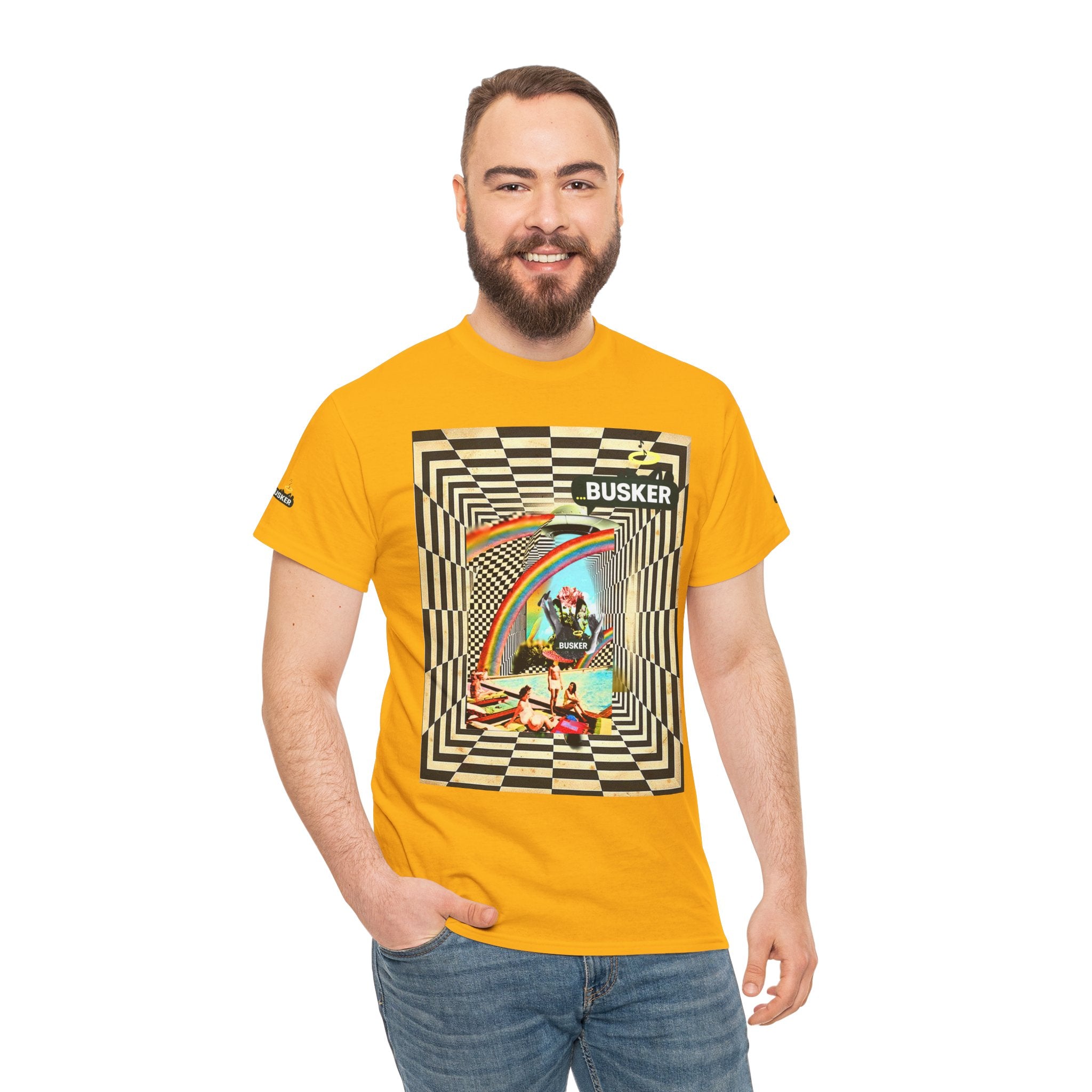 Retro Busker Graphic Tee - Unisex Heavy Cotton