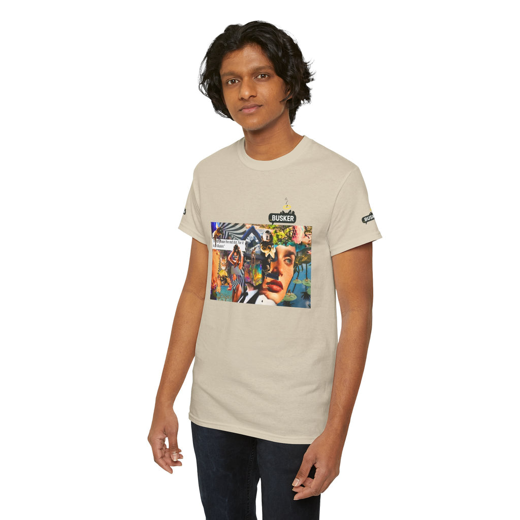Artistic Unisex Heavy Cotton Tee - Vibrant Busker Design