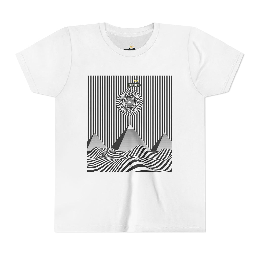 Stylish Youth Tee with Sunset Geometric Design, Summer Apparel, Kids Fashion, Gift for Birthdays, Fun Casual Wear, Graphic Tee