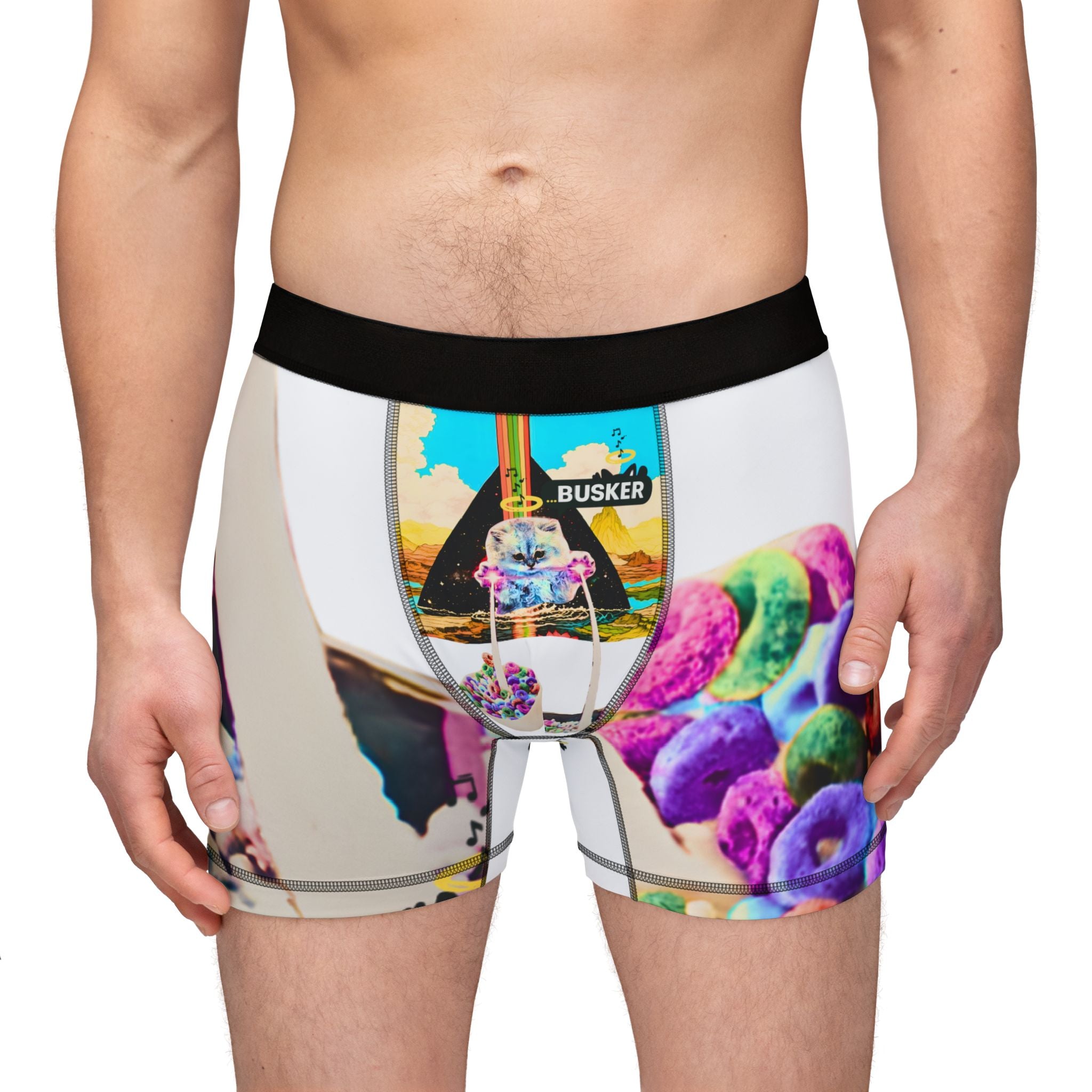 Fun Men's Boxers, Colorful Donut Print Underwear, Unique Gift for Him, Comfortable AOP Boxer Shorts, Quirky Men's Loungewear