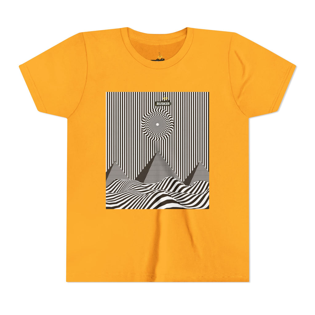 Stylish Youth Tee with Sunset Geometric Design, Summer Apparel, Kids Fashion, Gift for Birthdays, Fun Casual Wear, Graphic Tee