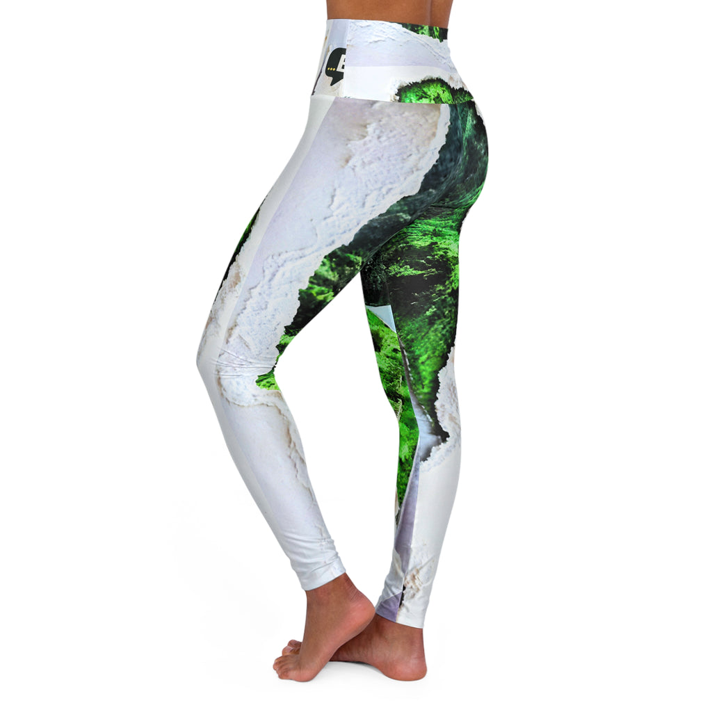 Eco-Friendly High Waisted Yoga Leggings with Unique Green Design