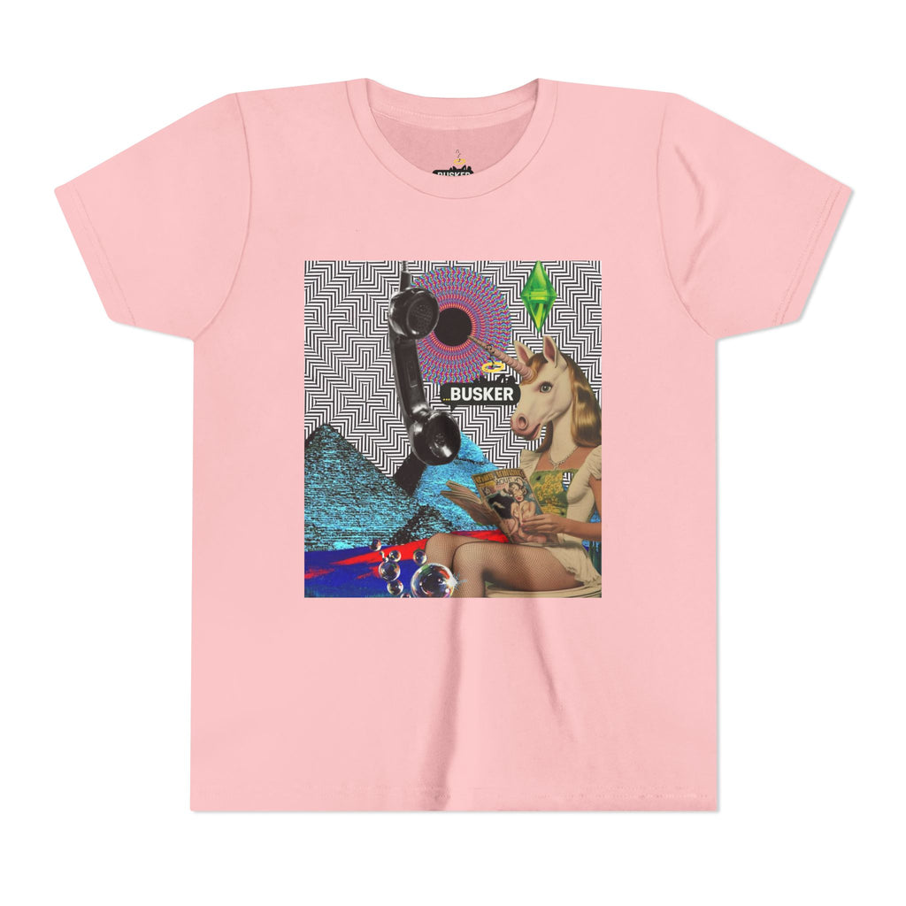 Youth Graphic Tee with Fun 'Busker' Design, Cool Summer Shirt, Gifts for Kids, Festival Attire, Trendy Youthwear