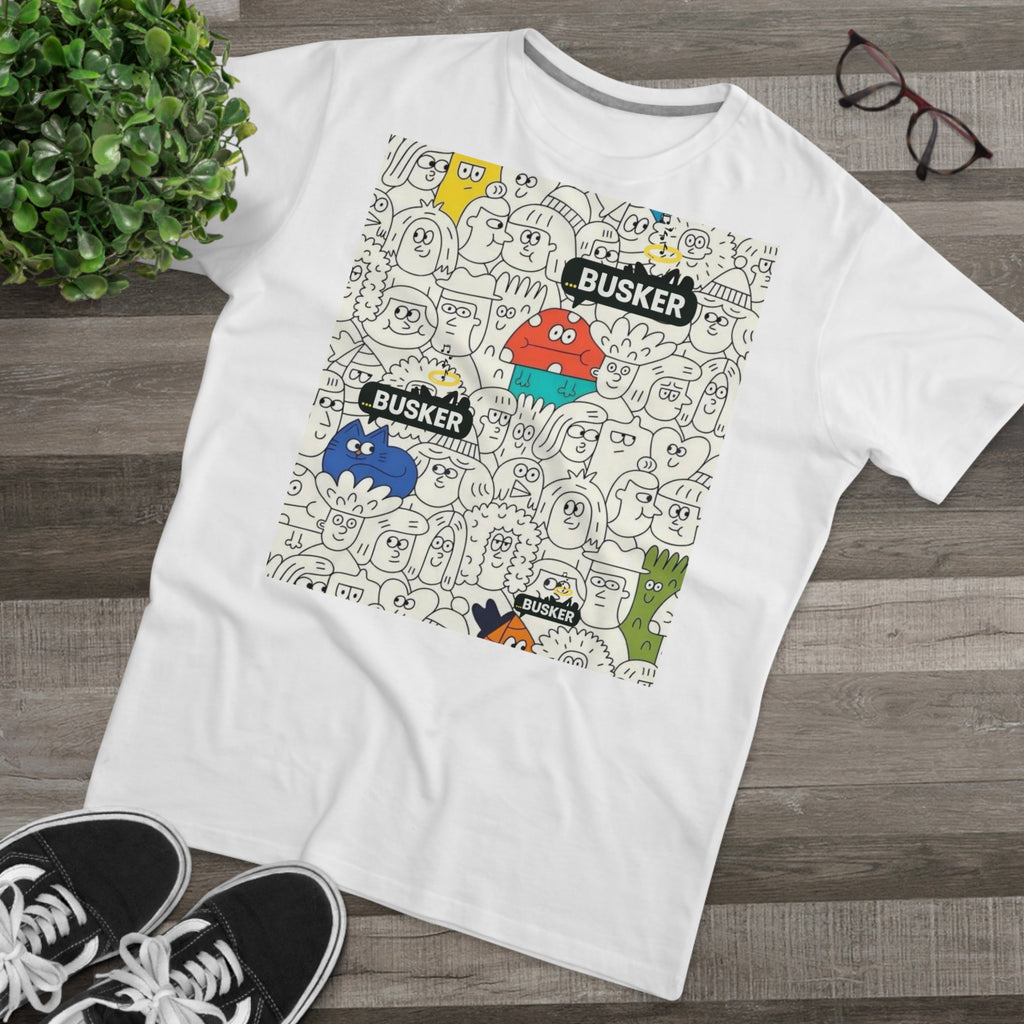 Busker-Themed Men's Modern-Fit Tee | Cool Street Art Tee, Unique Graphic T-Shirt, Casual Wear, Gift for Artists, Music Lovers