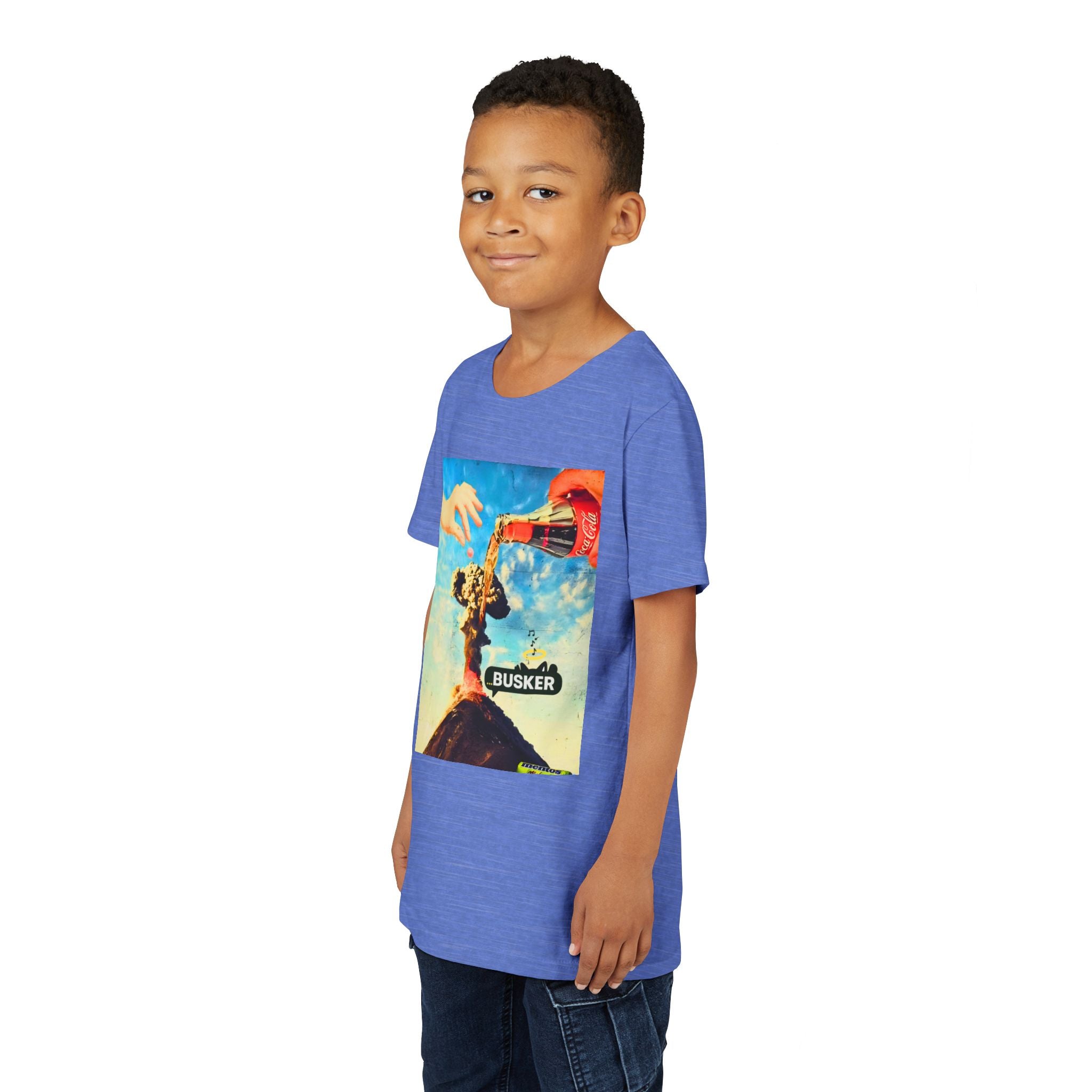 Busker Youth Short Sleeve Tee, Fun Summer Tee, Music Lover Gift, Kids Graphic T-Shirt, Festival Outfit, Creative Gift Idea