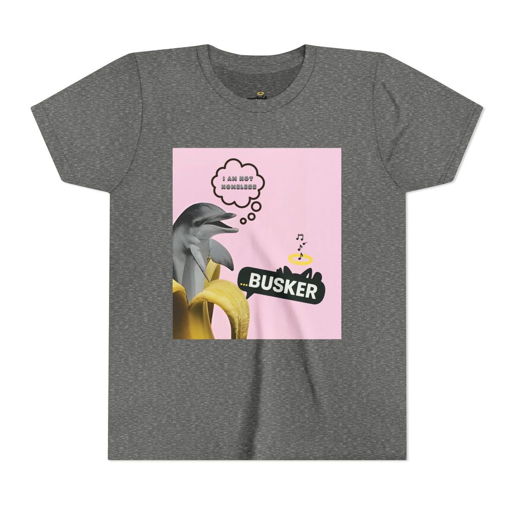 Busker Youth Tee, Fun Kids Shirt, Music Lover Gift, Summer Outfit, Creative Kids Clothing, Unique Graphic Tee