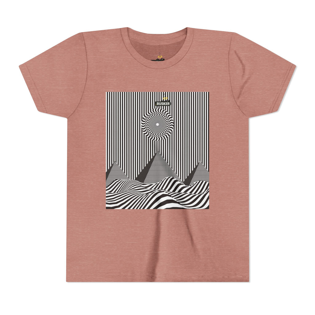 Stylish Youth Tee with Sunset Geometric Design, Summer Apparel, Kids Fashion, Gift for Birthdays, Fun Casual Wear, Graphic Tee