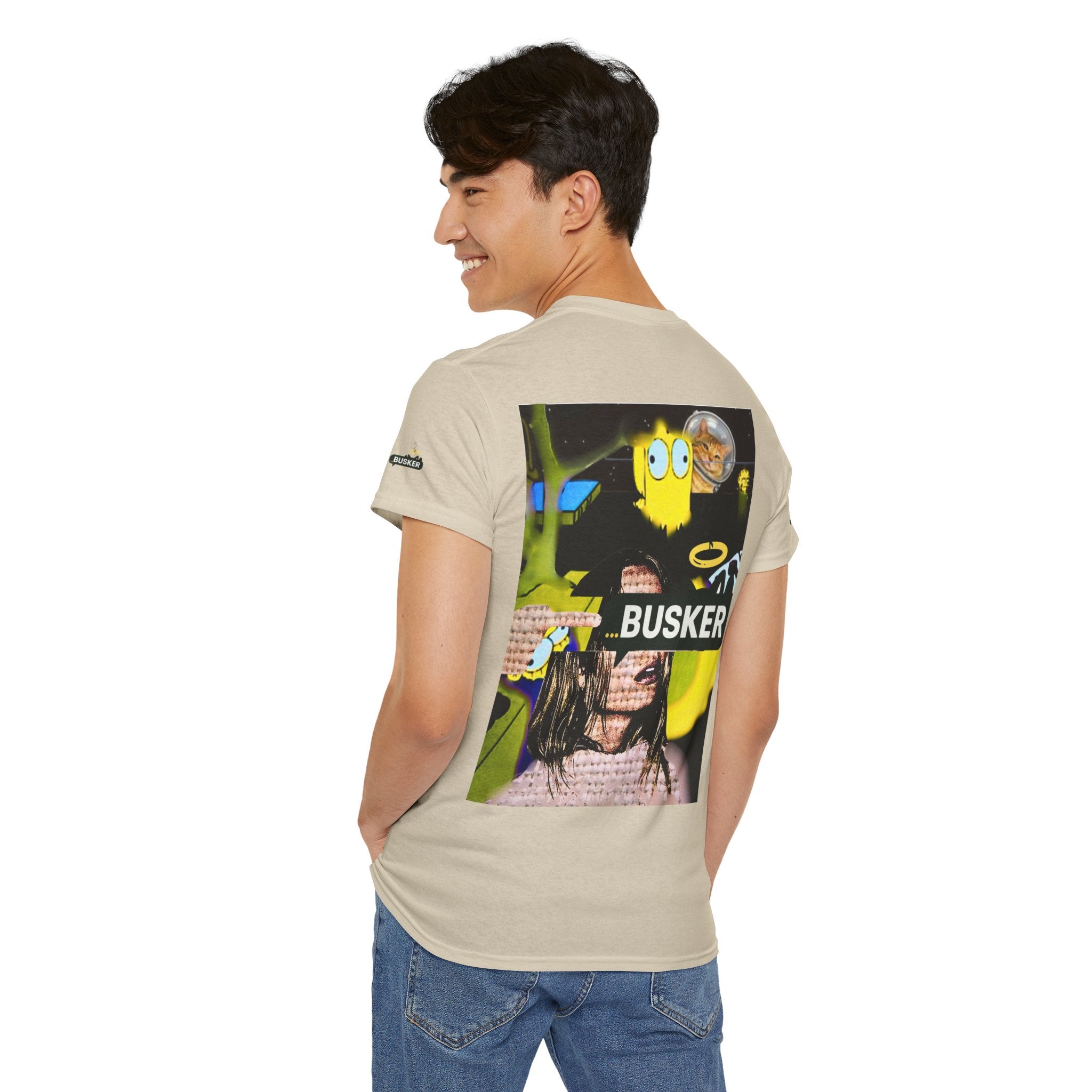 Artistic Unisex Heavy Cotton Tee - 'BUSKER' Graphic Design