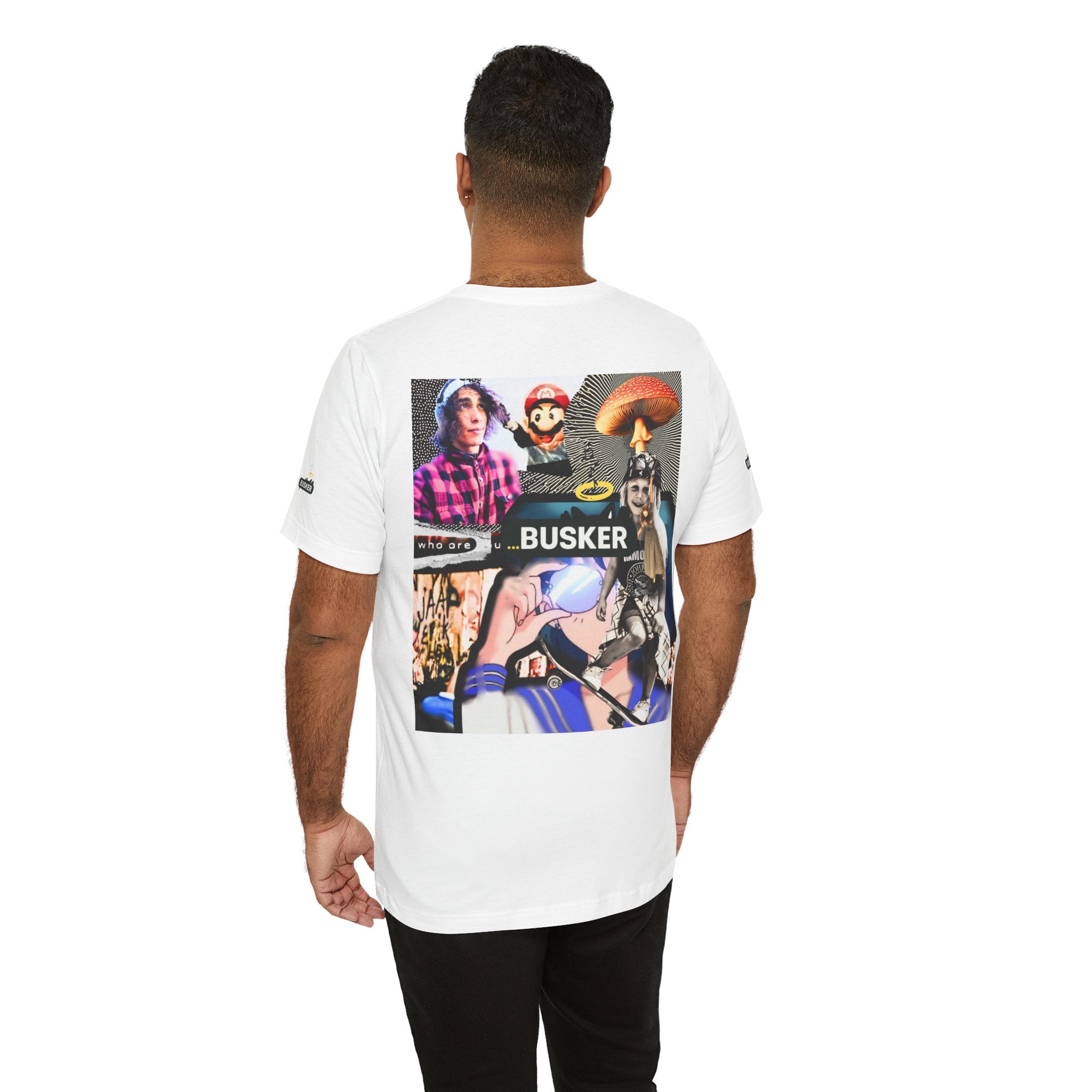 Busker Vibe Unisex Tee - Music & Art Collage Design