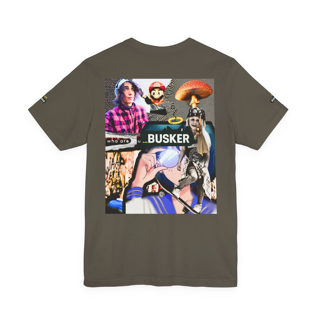 Busker Vibe Unisex Tee - Music & Art Collage Design