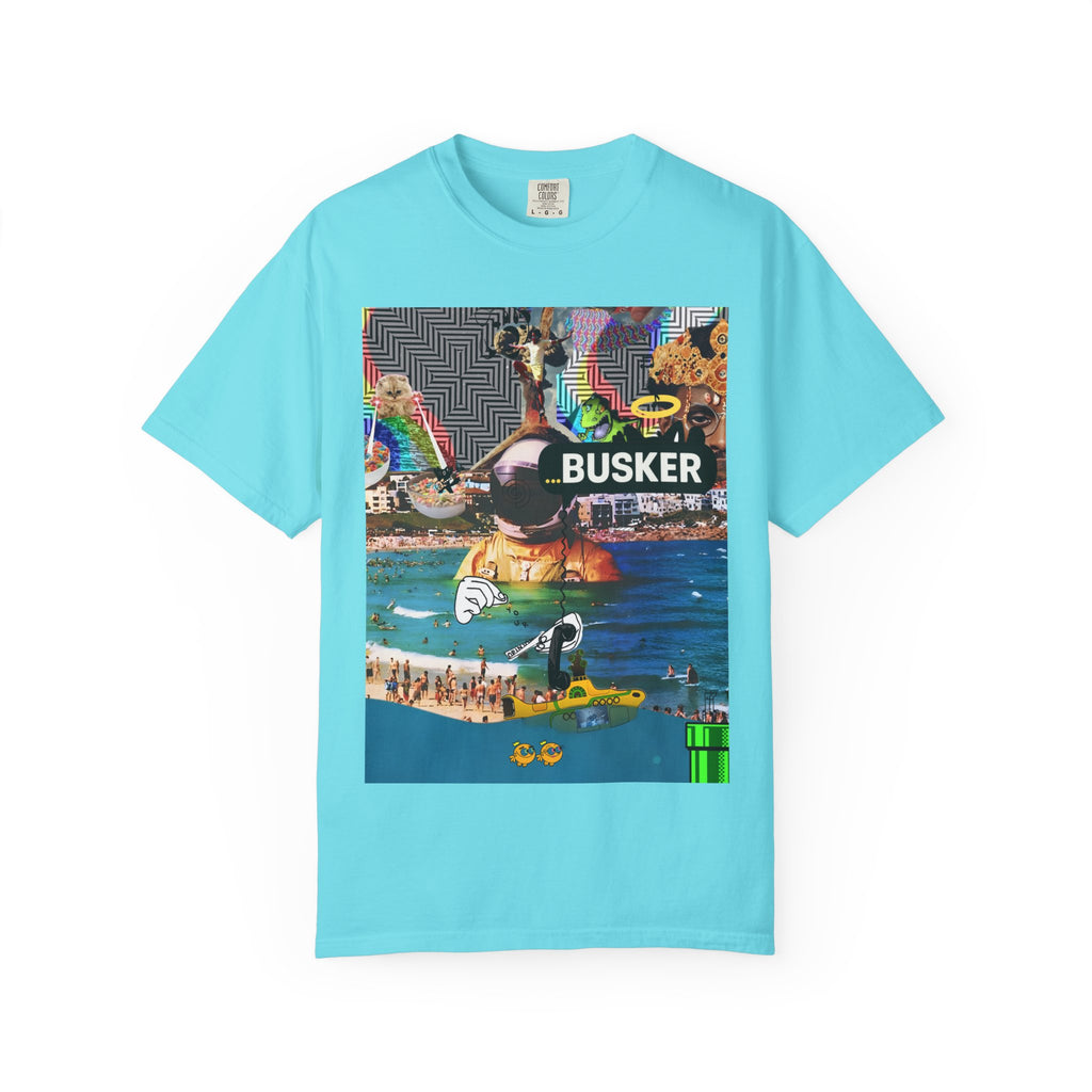 Vibrant Busker T-Shirt, Unisex Graphic Tee, Street Art Inspired Apparel, Casual Wear, Summer Festival Clothing