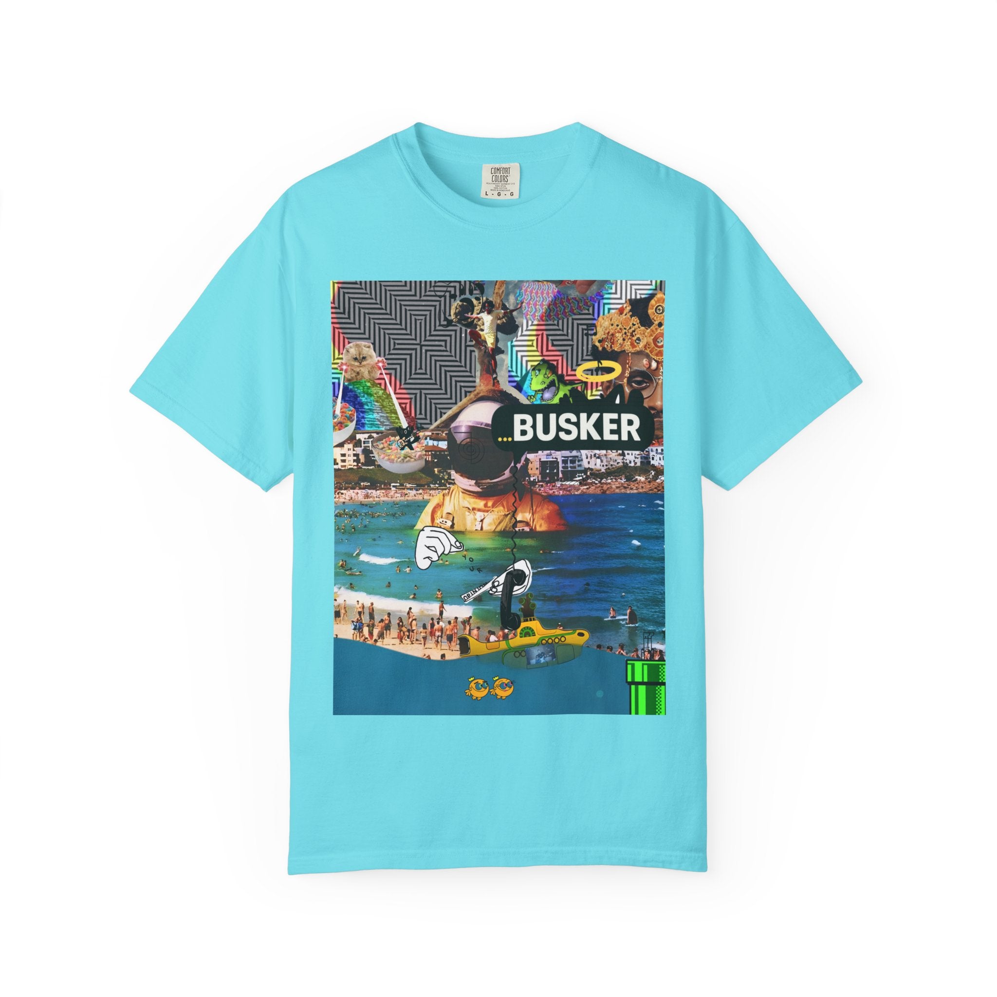 Vibrant Busker T-Shirt, Unisex Graphic Tee, Street Art Inspired Apparel, Casual Wear, Summer Festival Clothing