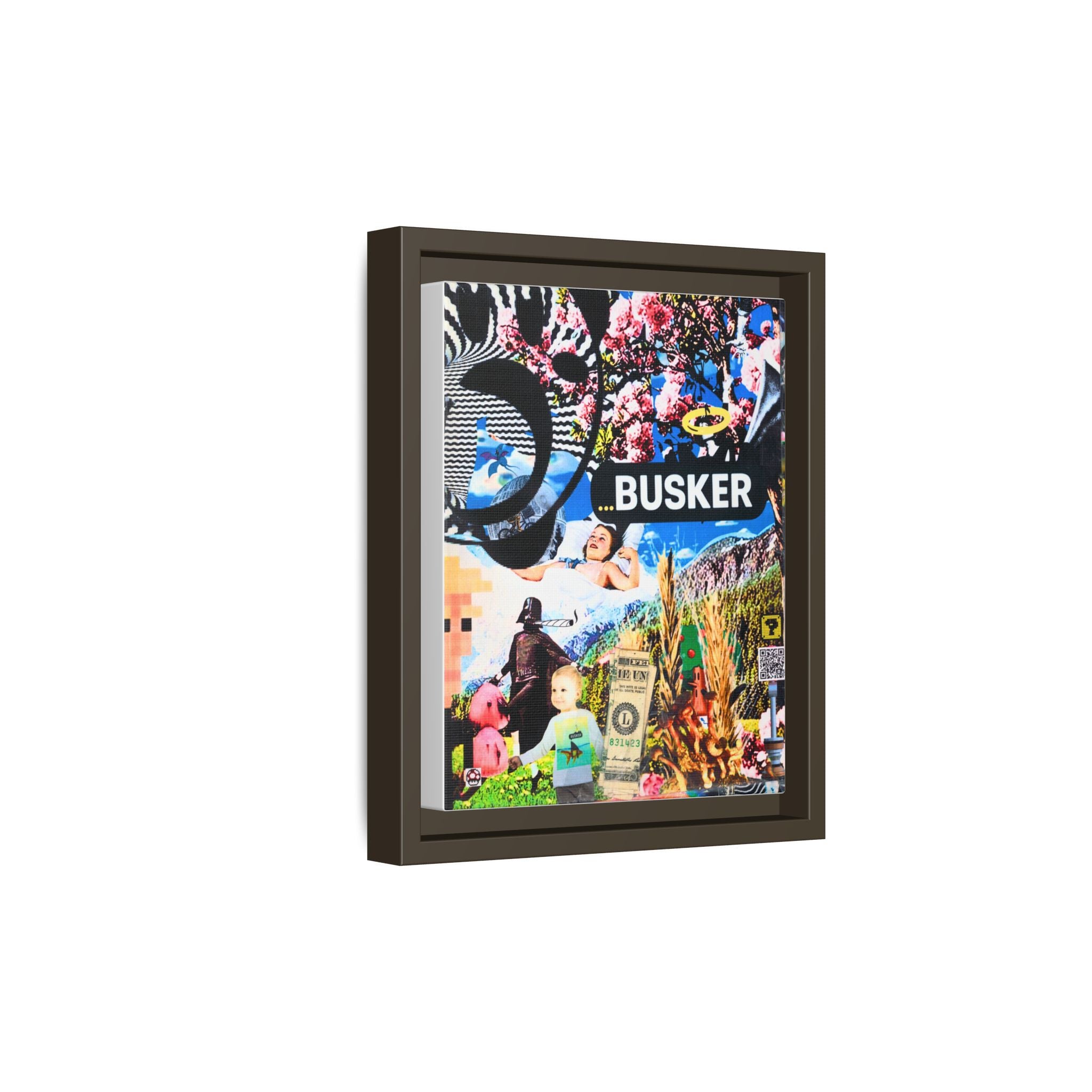 Busker Collage Matte Canvas Print — Framed Multi‑Color Wall Art
