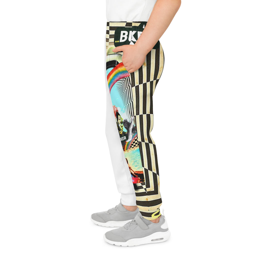 Colorful Youth Joggers with Retro Busker Design