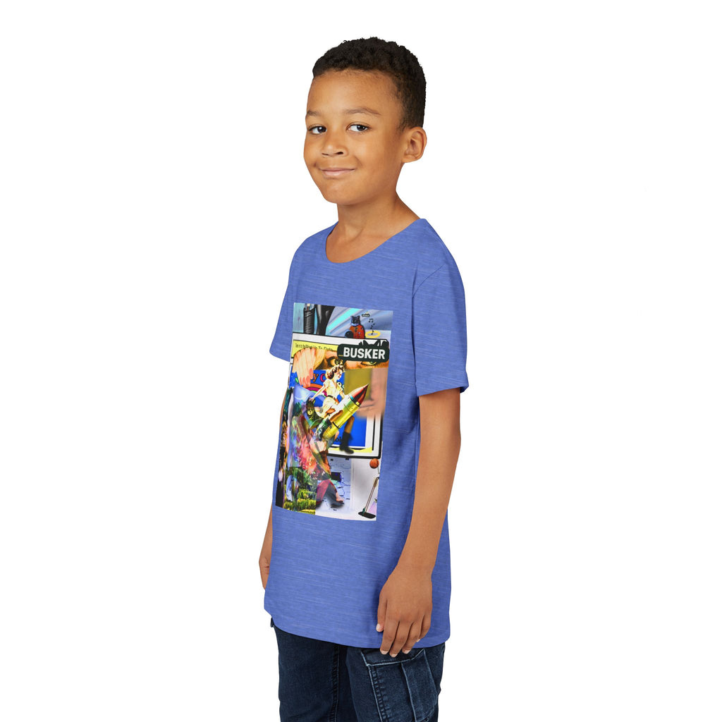 Colorful Youth Short Sleeve Tee - "Busker" Graphic Art Top