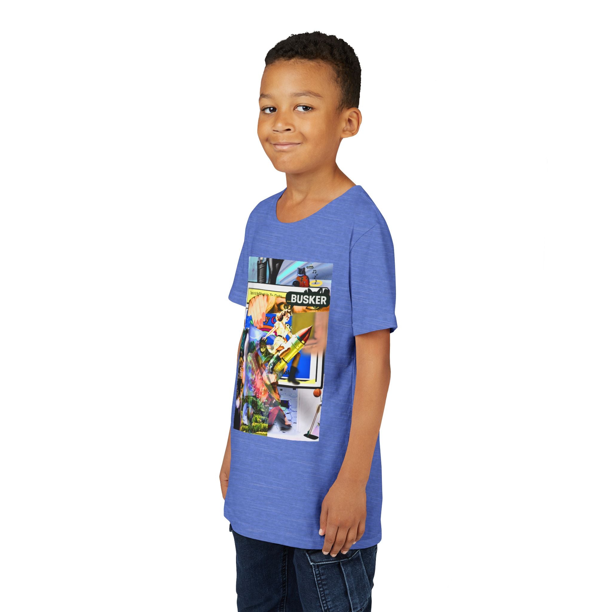 Colorful Youth Short Sleeve Tee - "Busker" Graphic Art Top