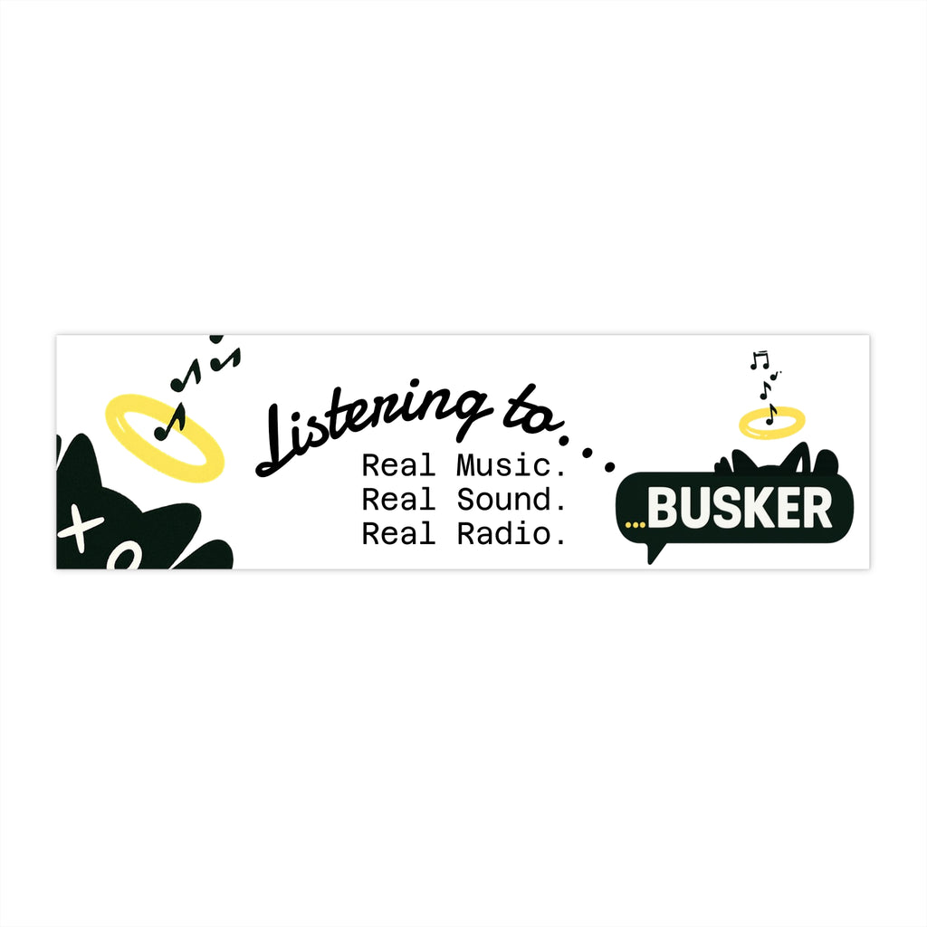Music-Themed Bumper Stickers, Vinyl Car Decal, Gift for Music Lovers, Cool Car Accessories, Busker Radio Vibes, Fun Vehicle Decor