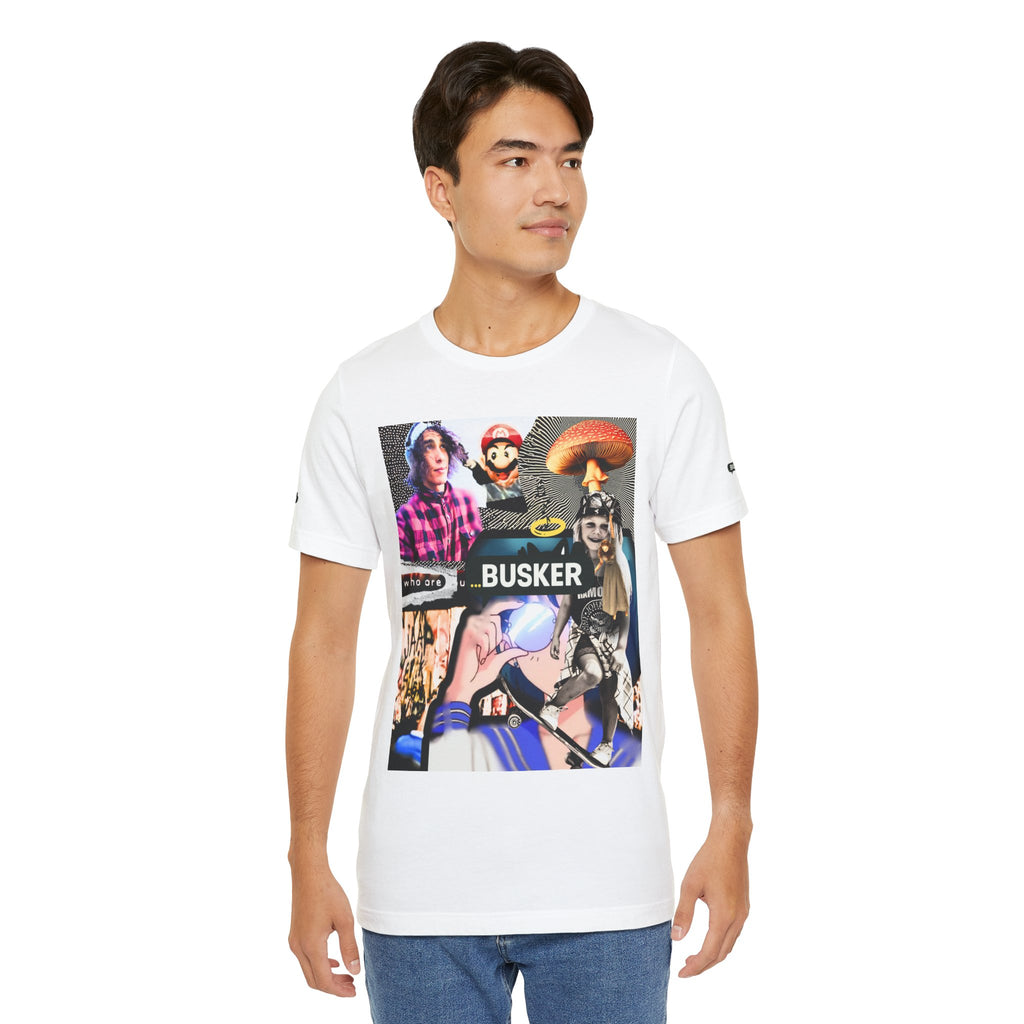 Busker Vibe Unisex Tee - Music & Art Collage Design