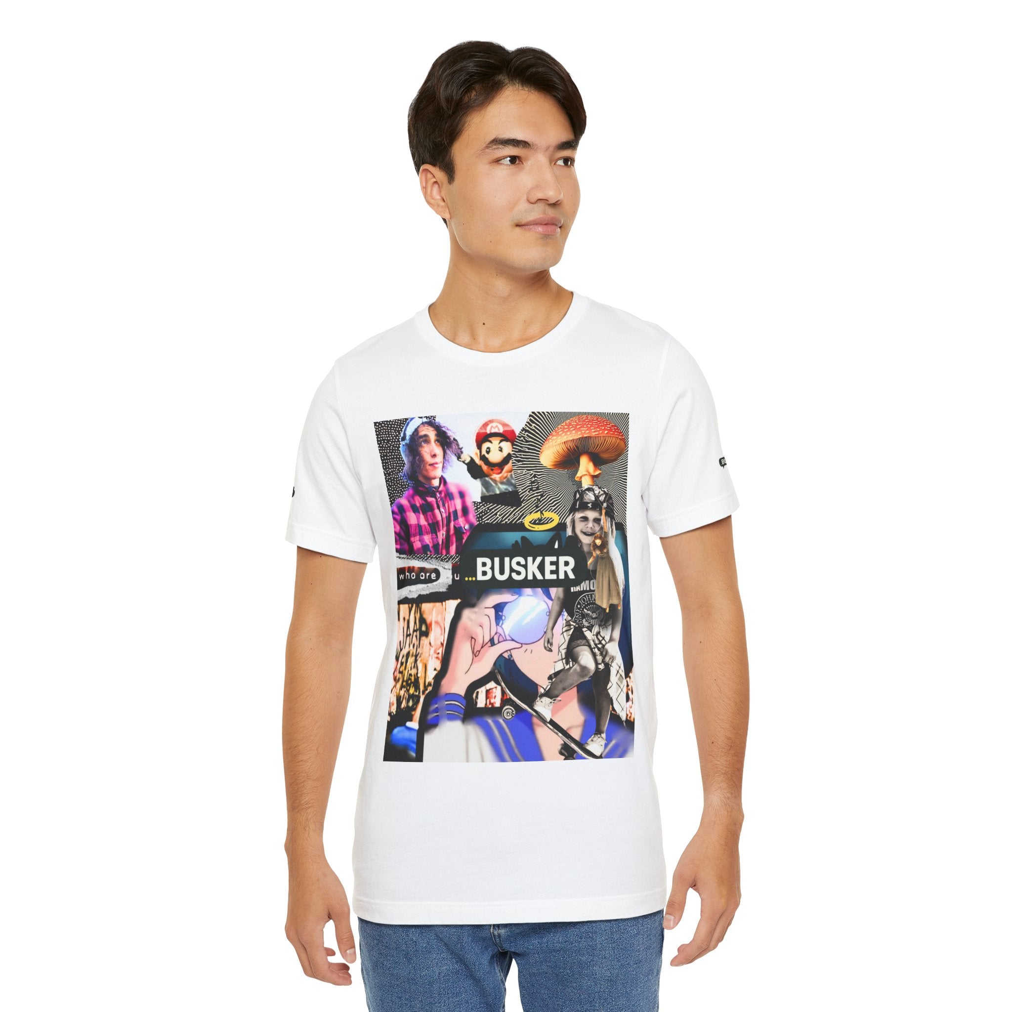 Busker Vibe Unisex Tee - Music & Art Collage Design