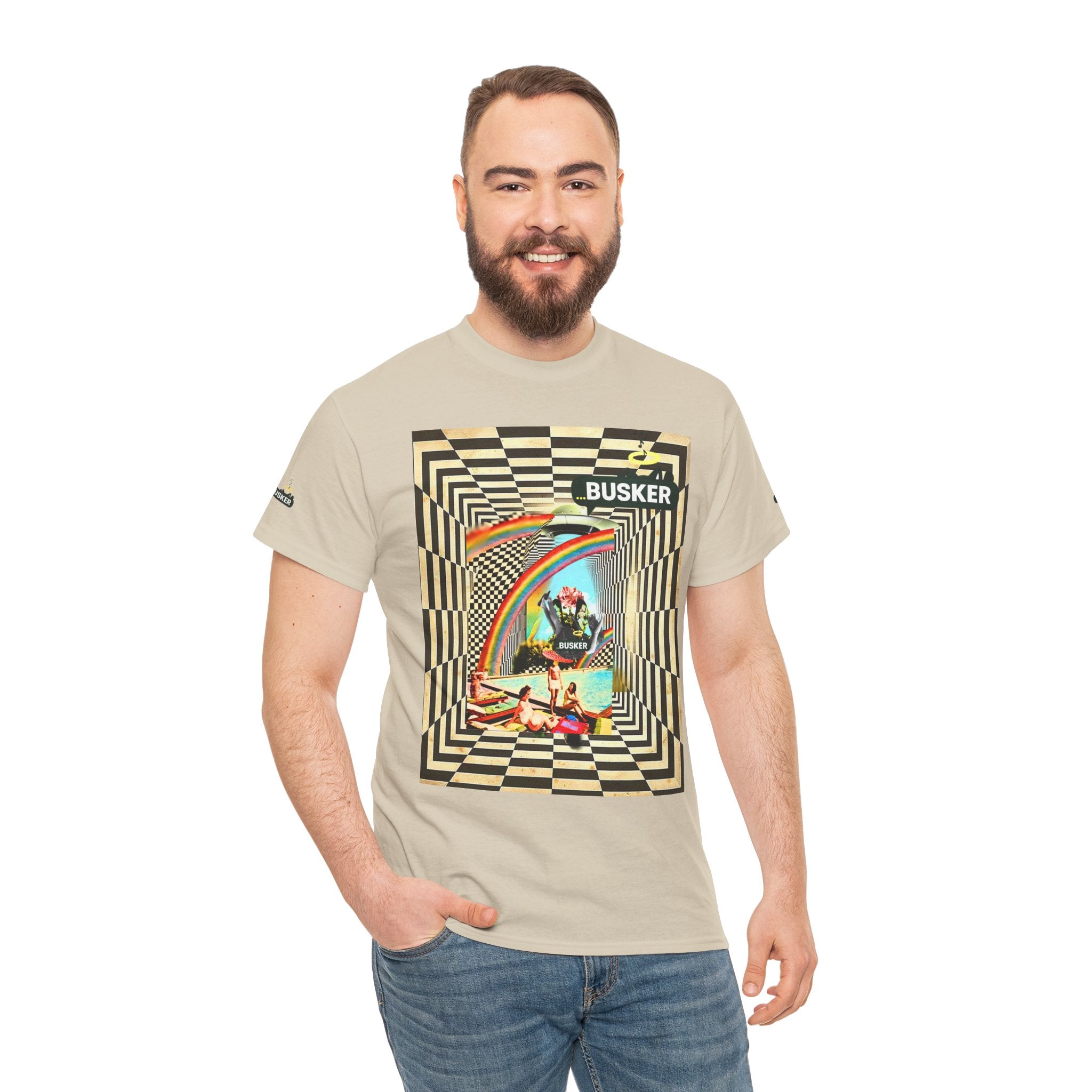 Retro Busker Graphic Tee - Unisex Heavy Cotton