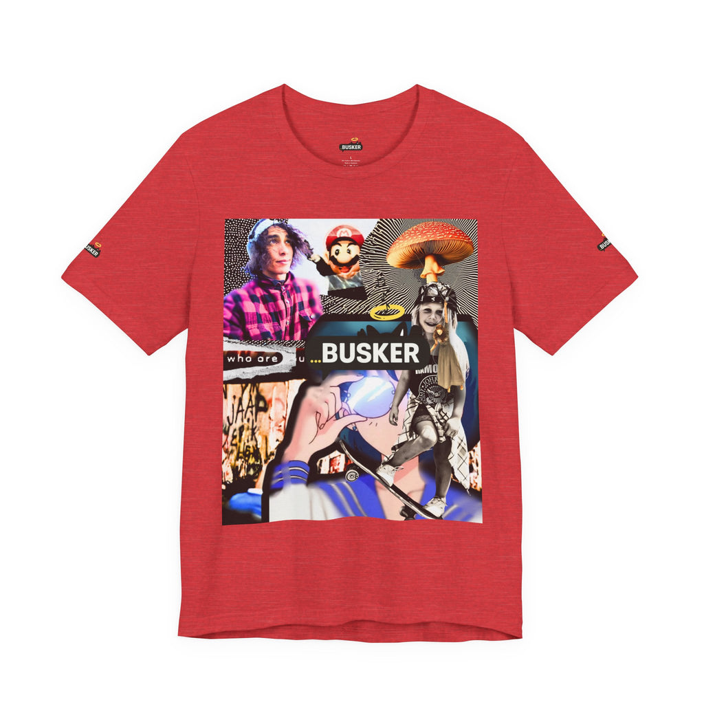Busker Vibe Unisex Tee - Music & Art Collage Design