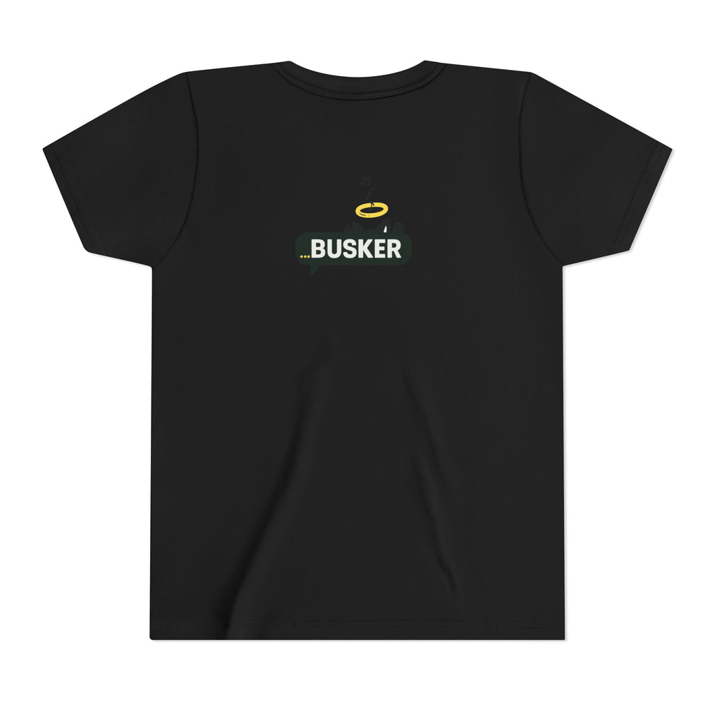 Youth Graphic Tee with Fun 'Busker' Design, Cool Summer Shirt, Gifts for Kids, Festival Attire, Trendy Youthwear