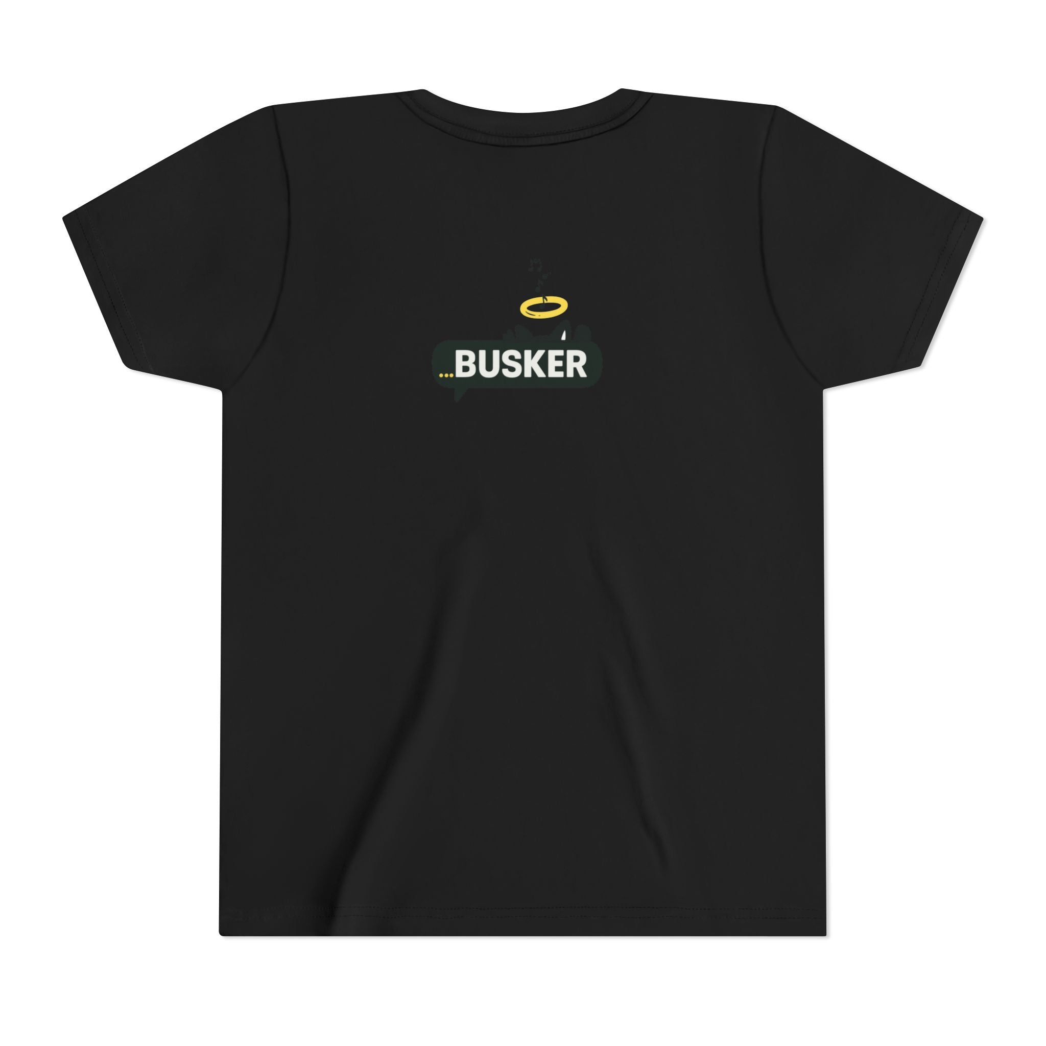 Youth Graphic Tee with Fun 'Busker' Design, Cool Summer Shirt, Gifts for Kids, Festival Attire, Trendy Youthwear