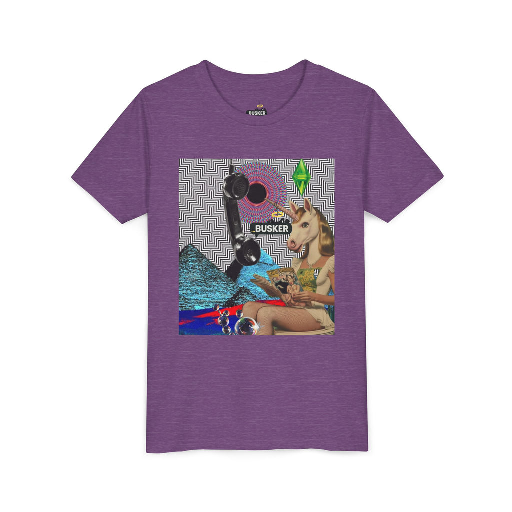 Youth Graphic Tee with Fun 'Busker' Design, Cool Summer Shirt, Gifts for Kids, Festival Attire, Trendy Youthwear