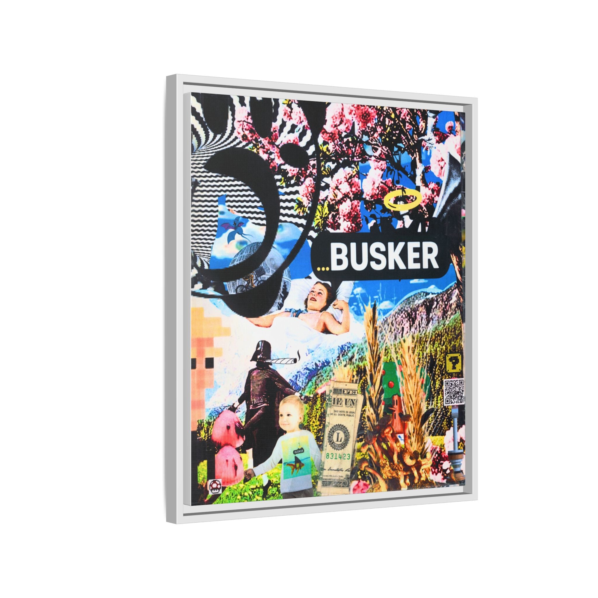 Busker Collage Matte Canvas Print — Framed Multi‑Color Wall Art