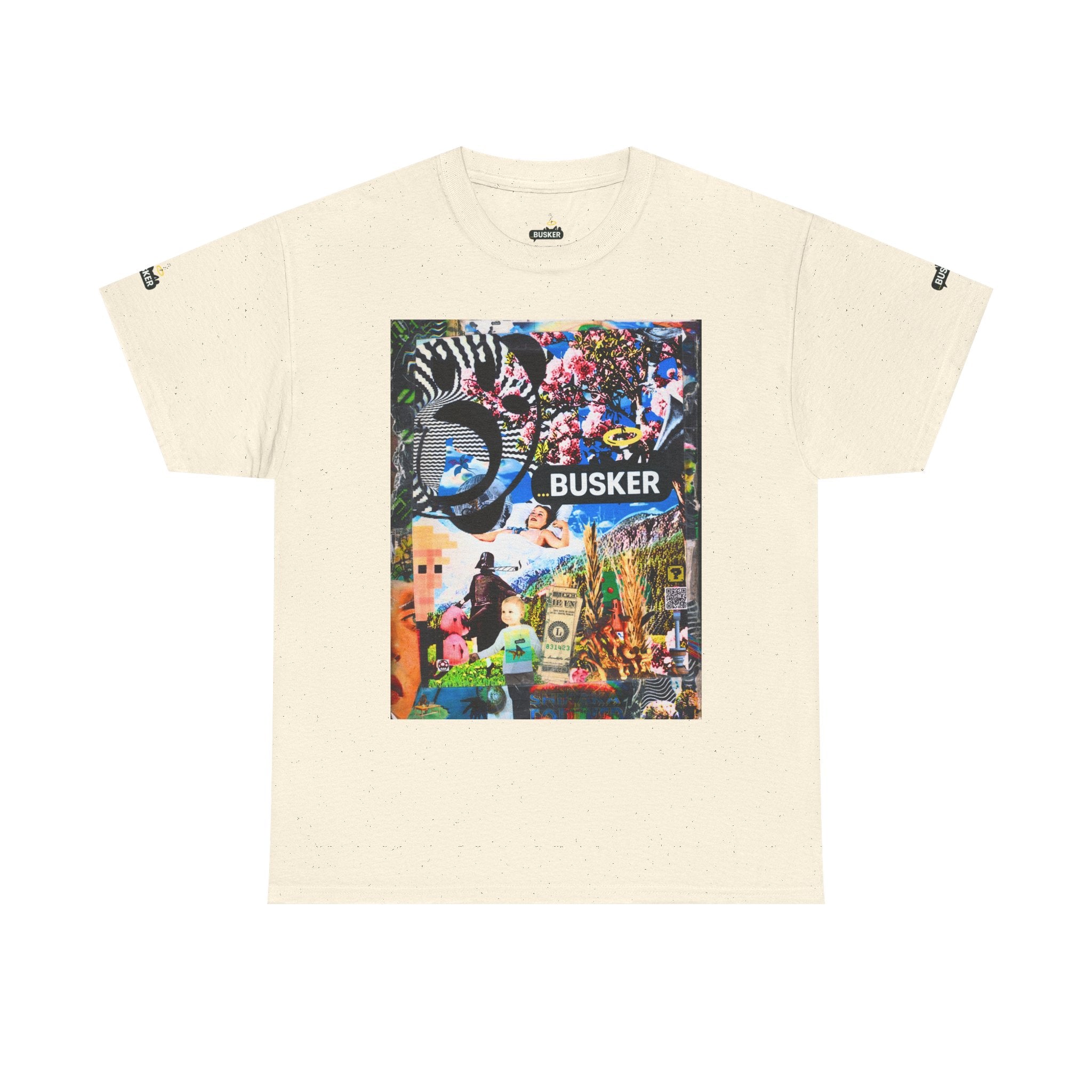 Trippy Farmer ...Busker Collage Graphic Tee — 'I Have 99 Problems...BUT LSD (LITTLE SMALL DICK) AIN'T ONE | ...BUSKER| ' Retro Street Music T‑Shirt